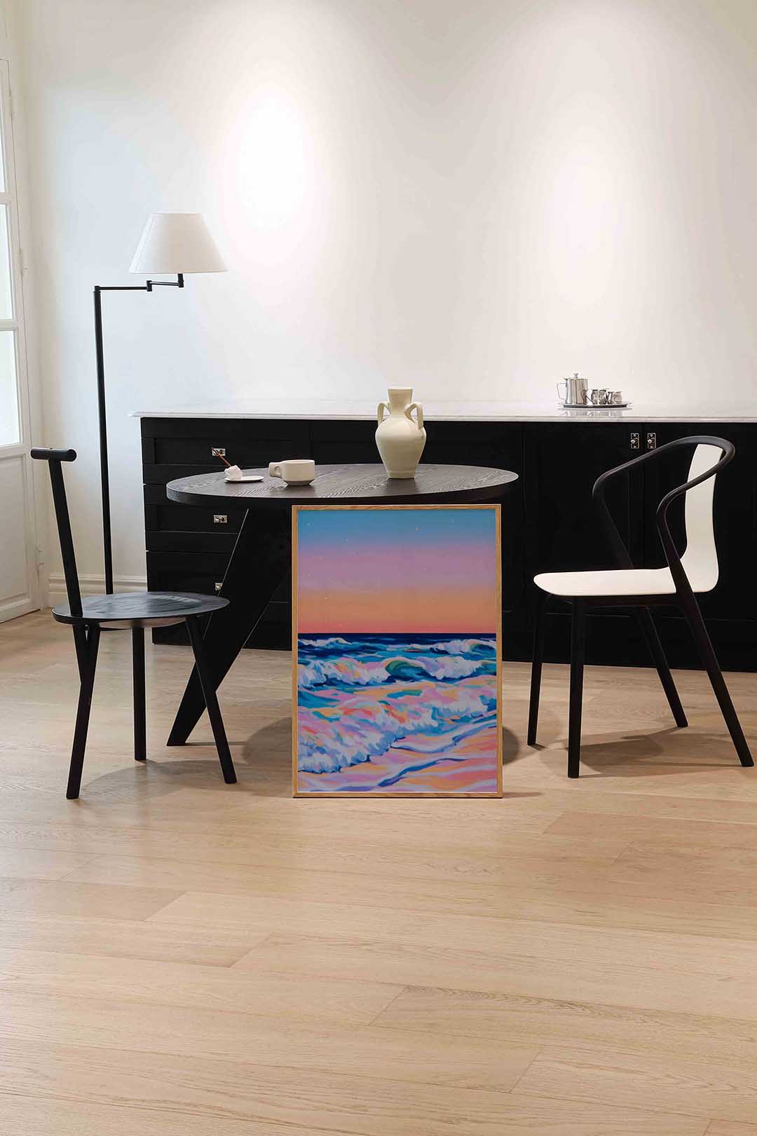 Golven bij zonsondergang Poster