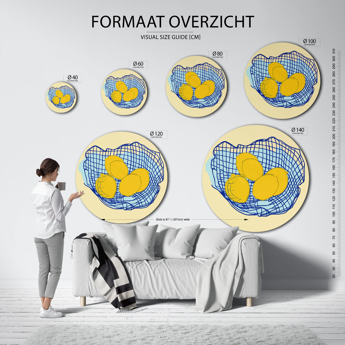 Citroenen in mand Muurcirkel