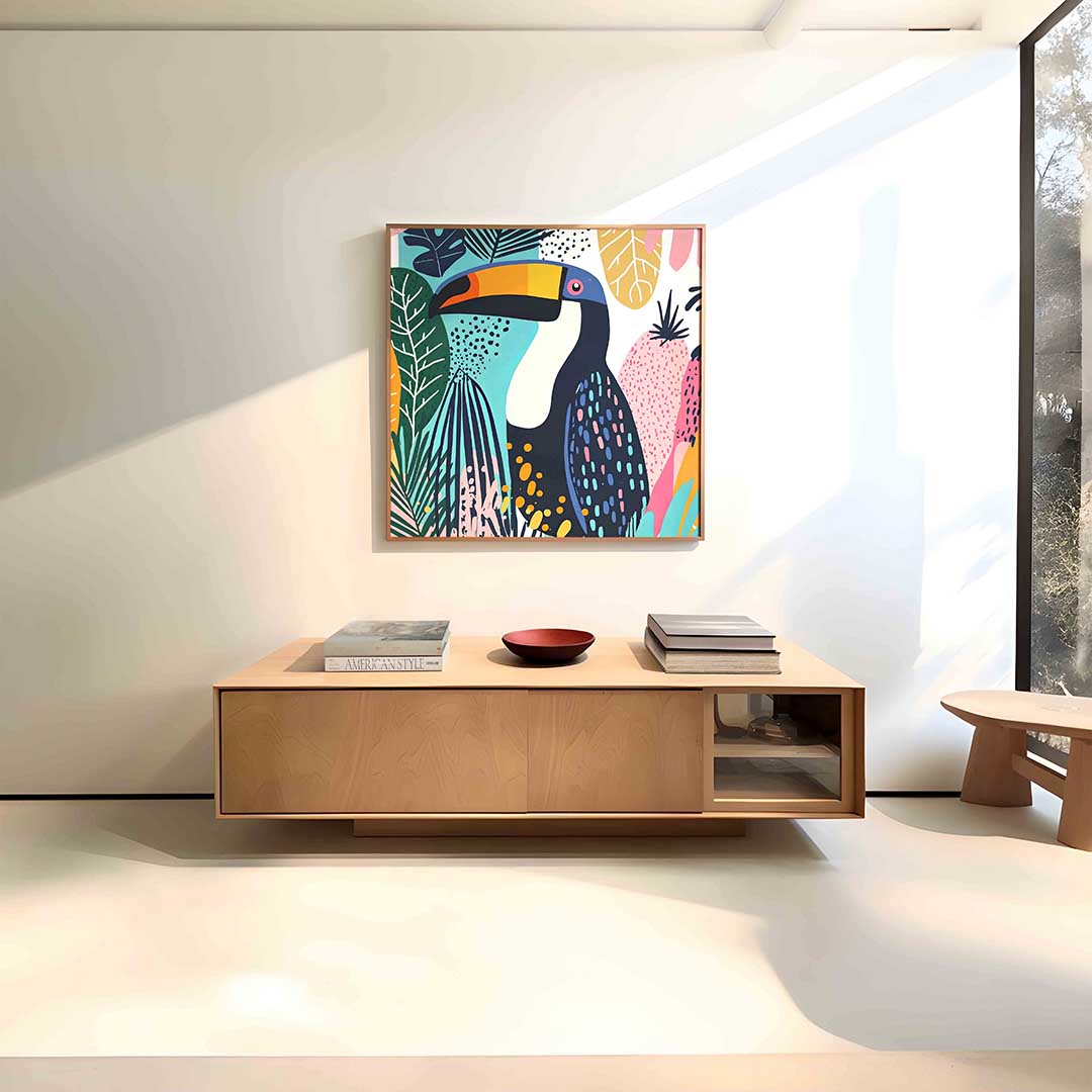 Toekan en bladeren Poster