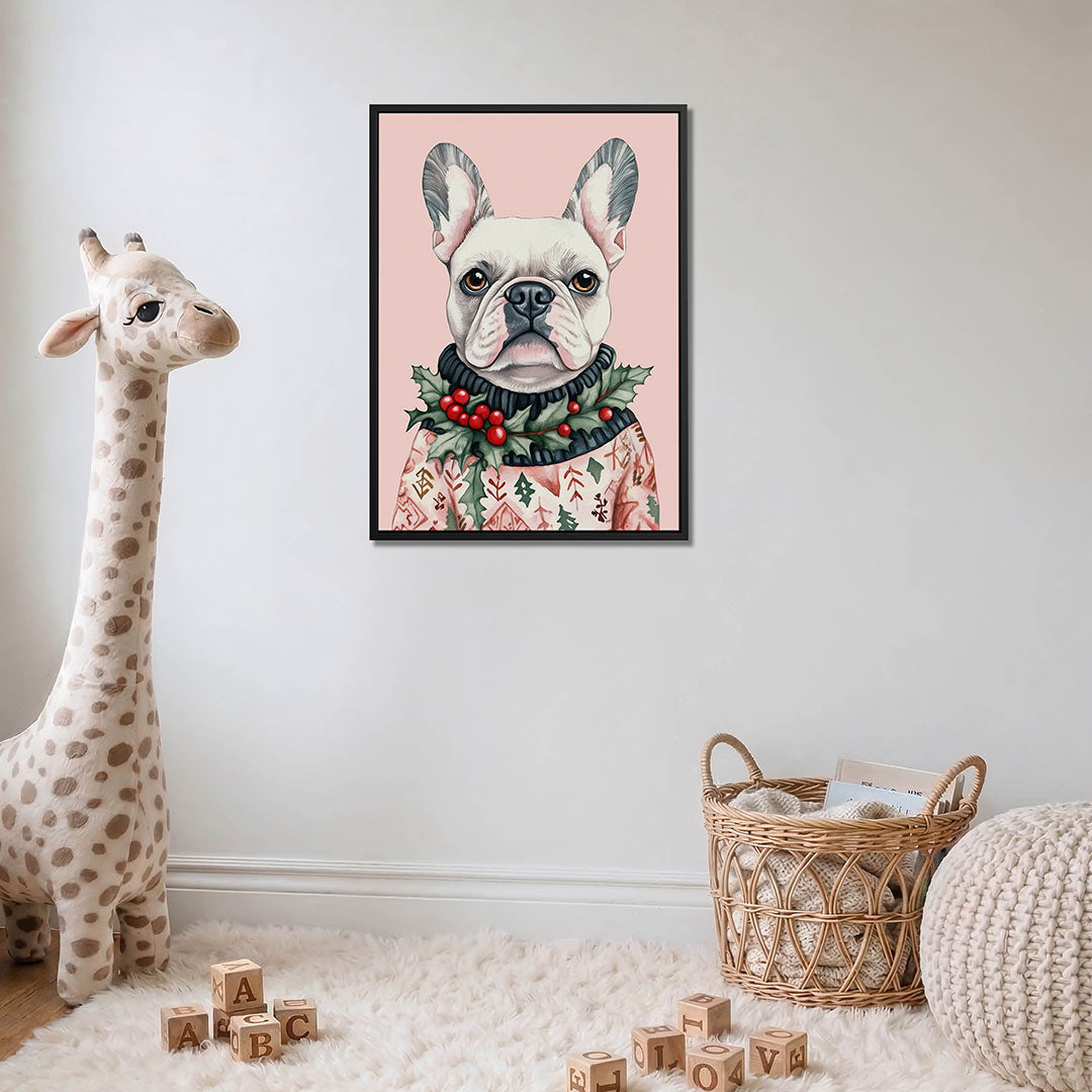 Hond met kersttrui Kunstwerk