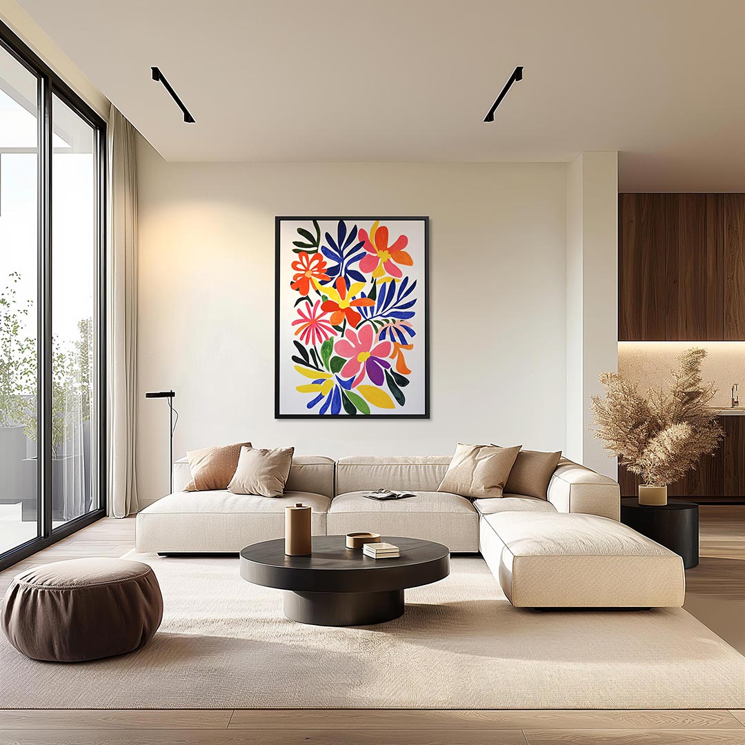 Vrolijke bloemencompositie Kunstwerk