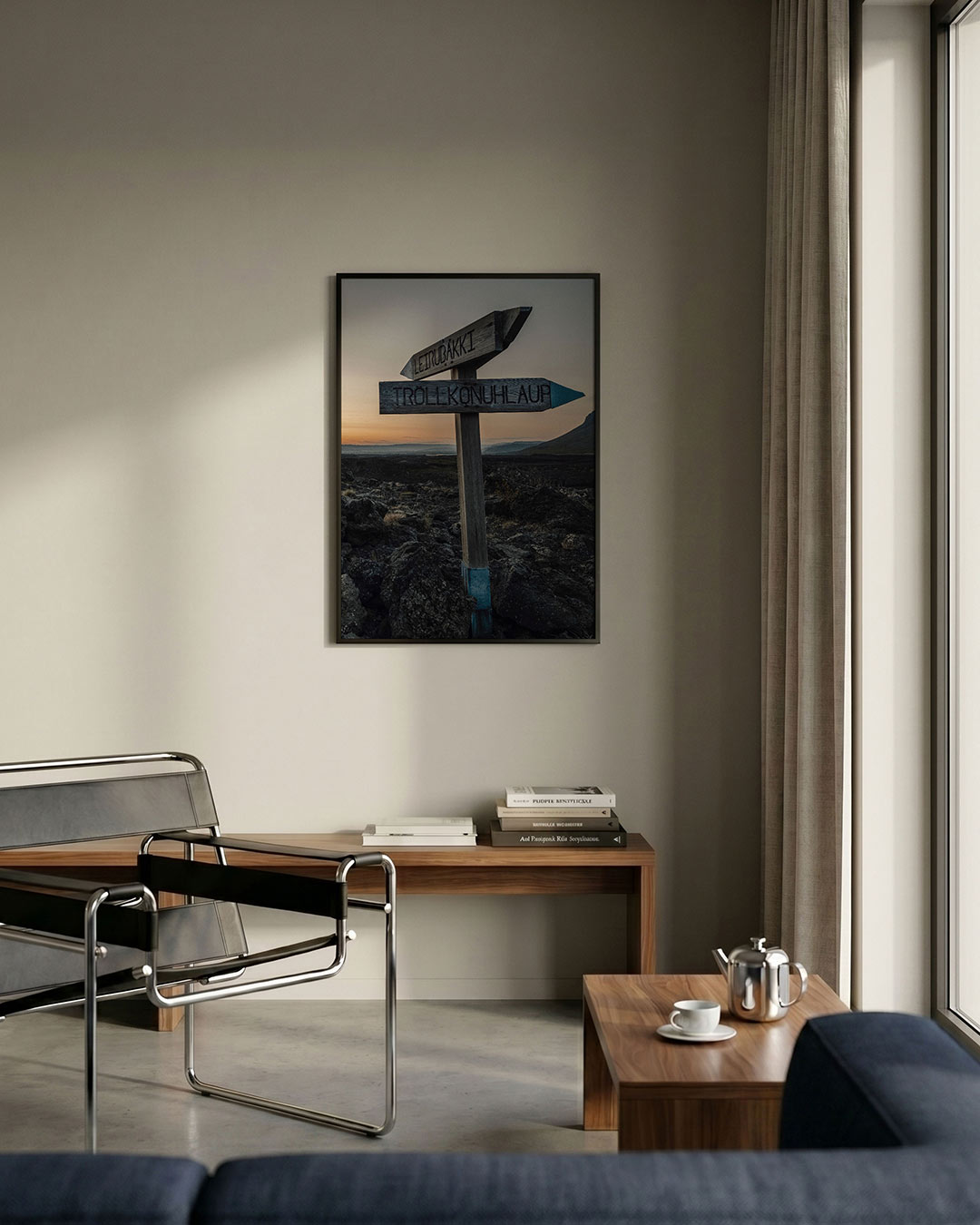 Wegwijzer in landschap Poster