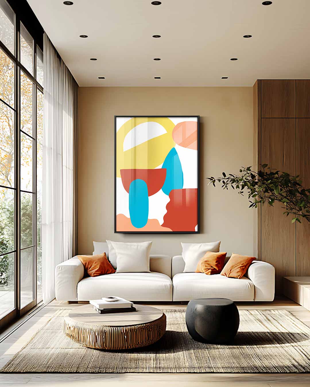 Speelse Vormen en Kleuren Kunstwerk-canvas-dibond-plexiglas-wanddecoratie-WallArtistic