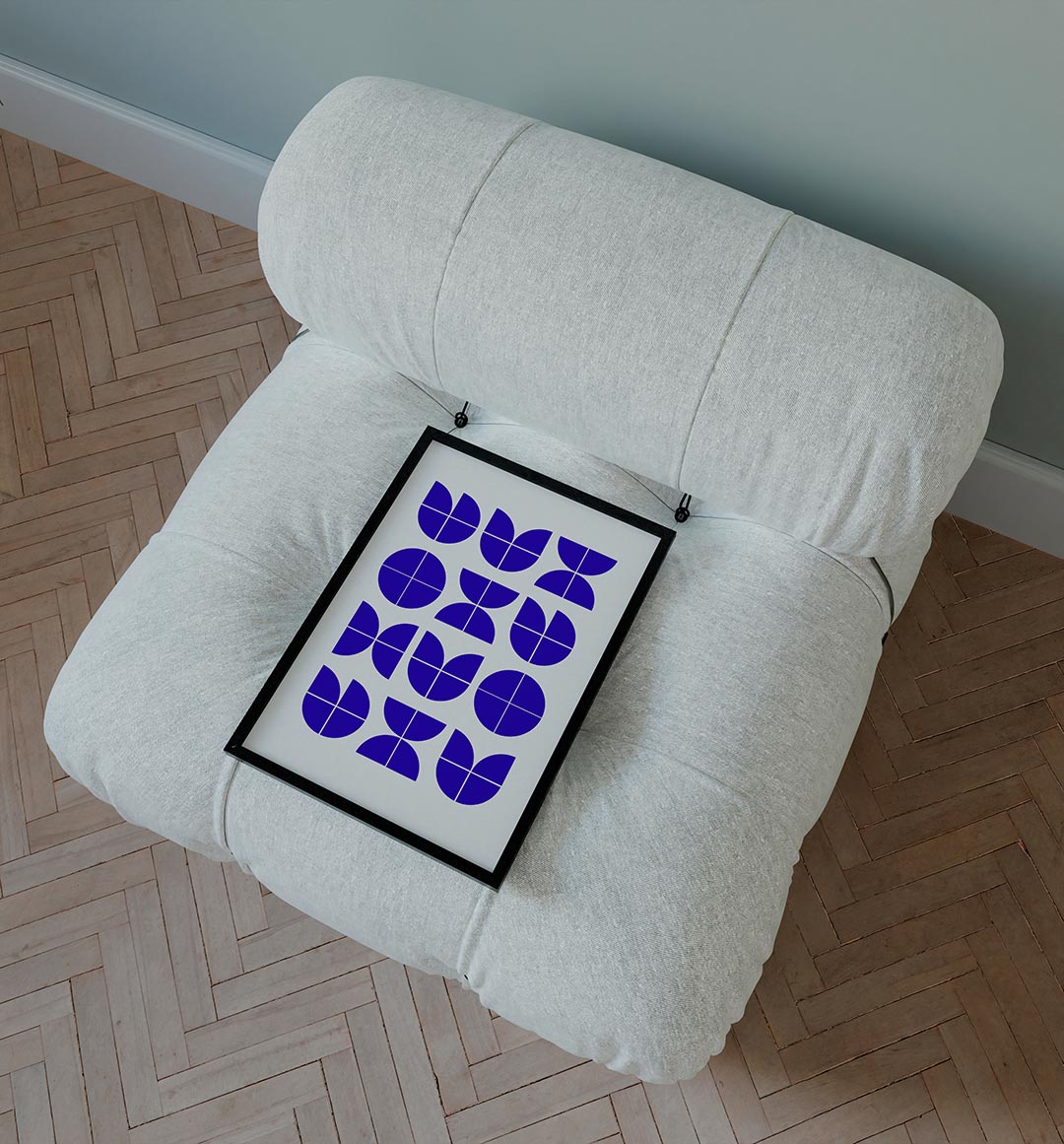 Vormritme blauw Poster
