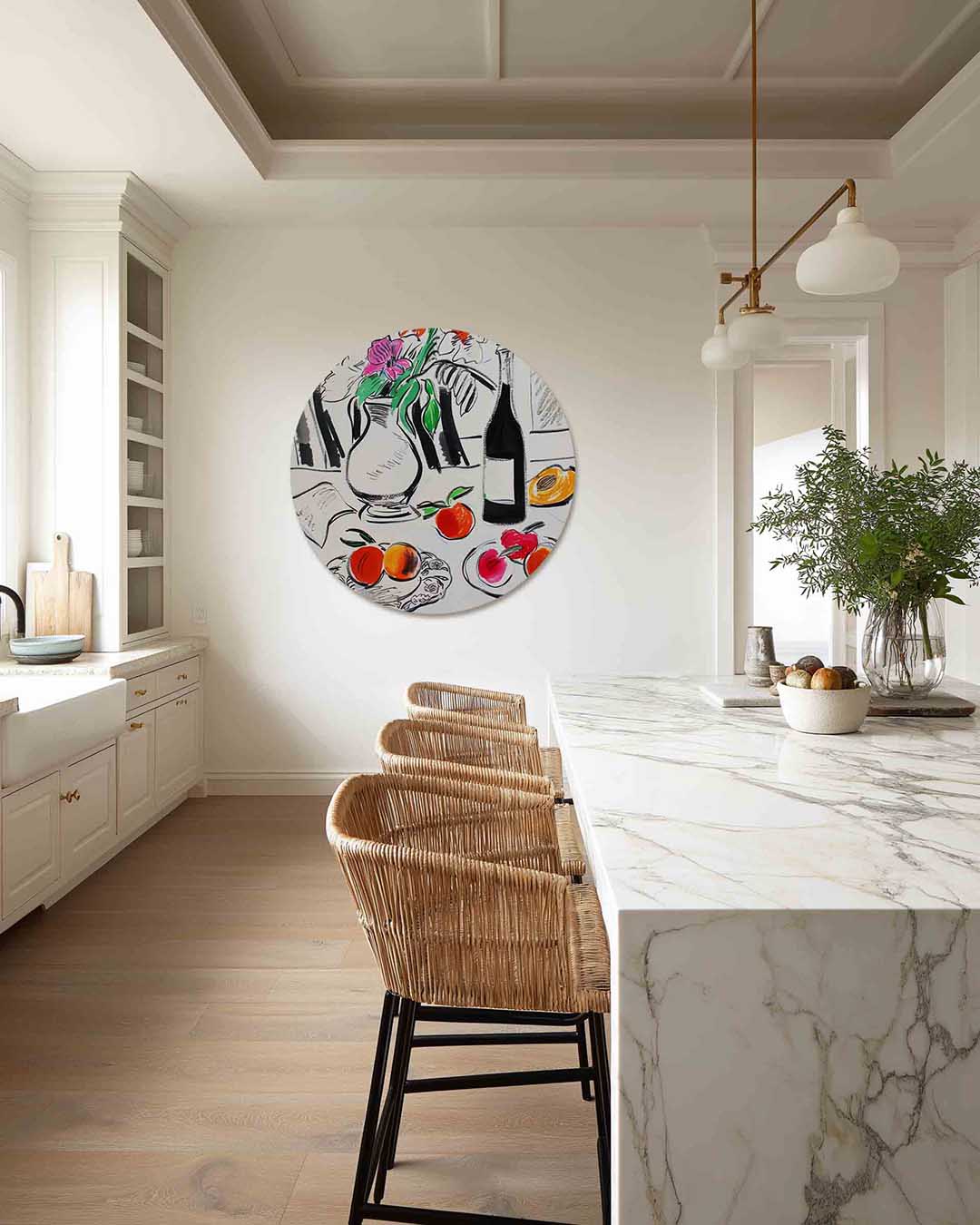 Stilleven met fruit en bloemen Muurcirkel