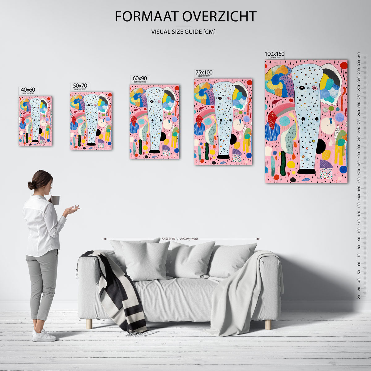 Speelse kleurencompositie Kunstwerk
