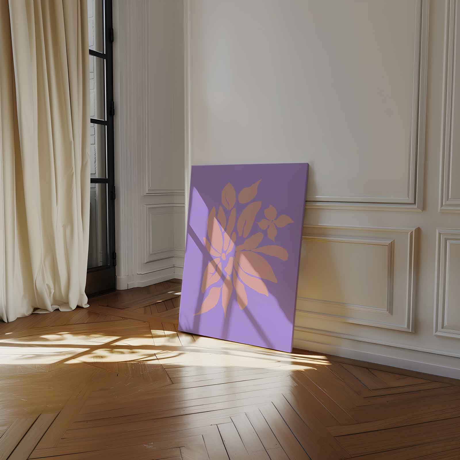 Bloemenpracht op Paars Kunstwerk-canvas-dibond-plexiglas-wanddecoratie-WallArtistic