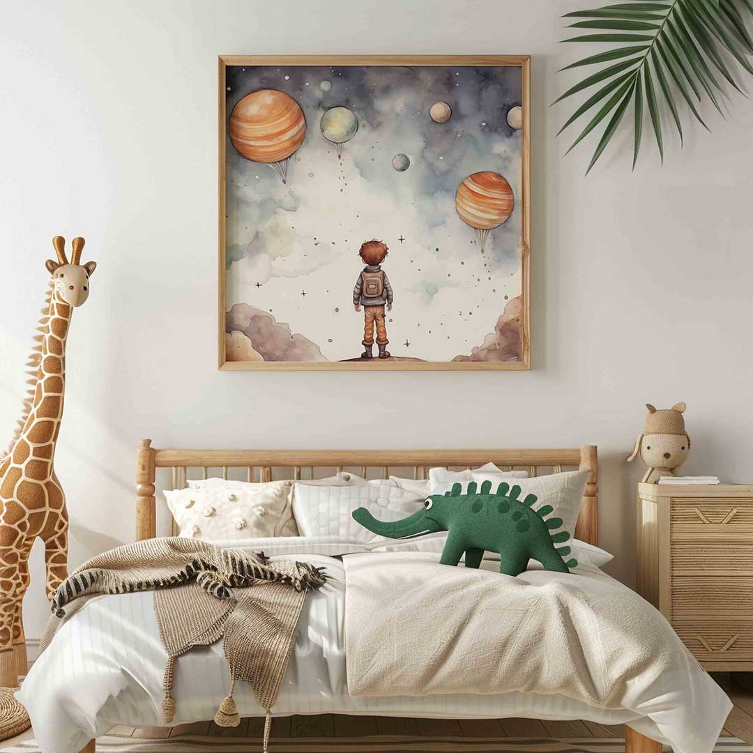 Jongen met planeten Poster