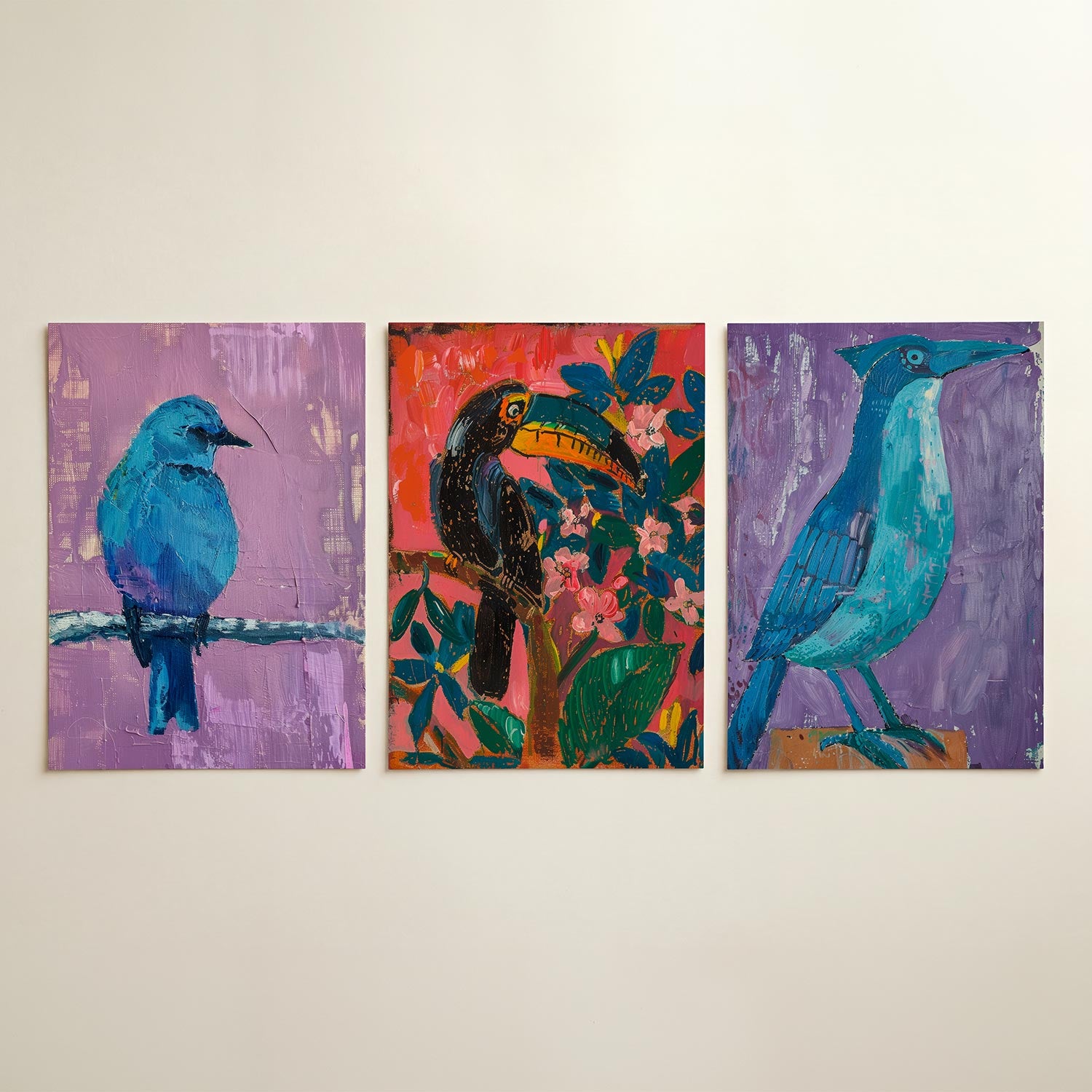 Vogel in kleurvlakken Posterset
