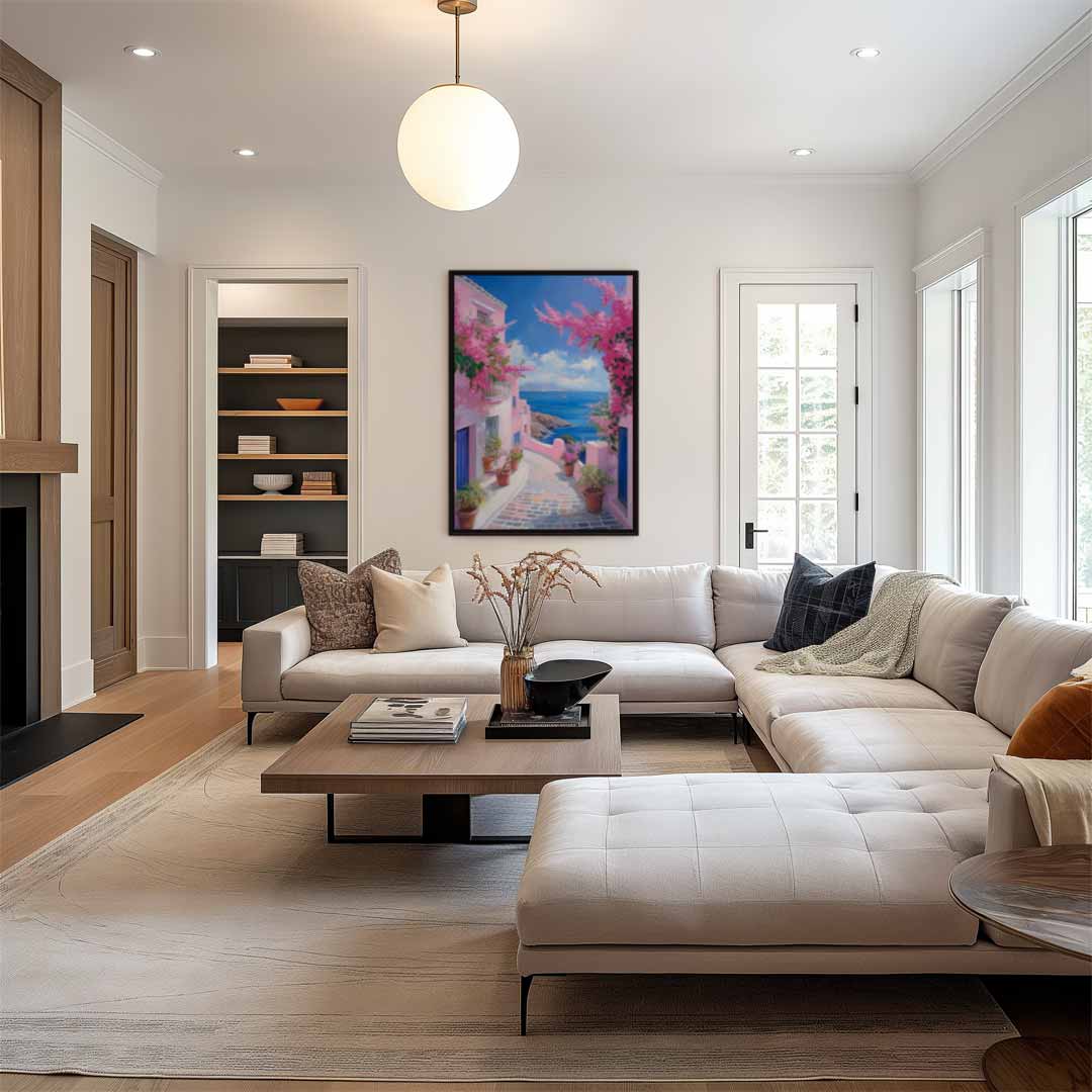 Romantische Middellandse Zee Straat Kunstwerk-canvas-dibond-plexiglas-wanddecoratie-WallArtistic