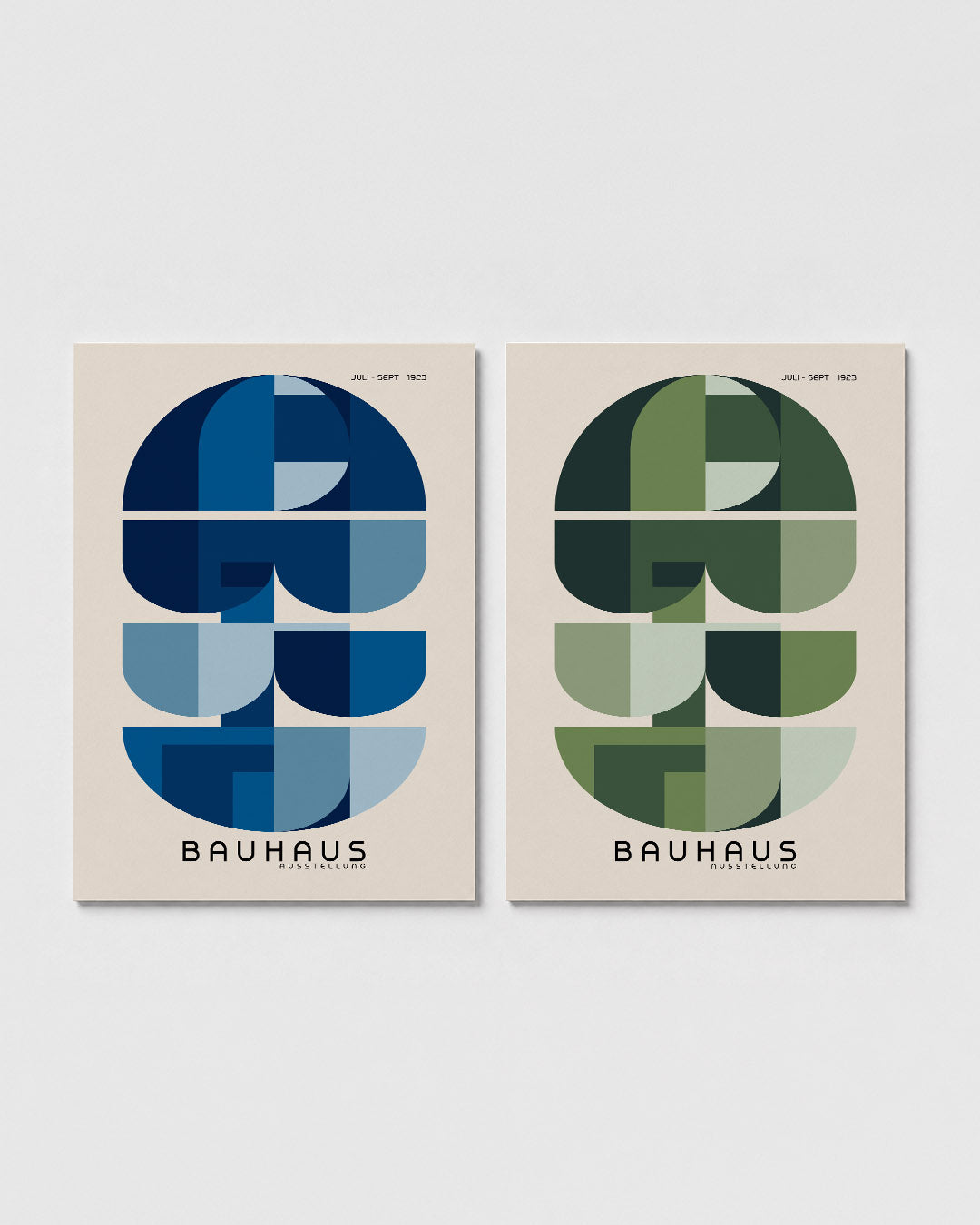 Blauwe vormenritme Posterset