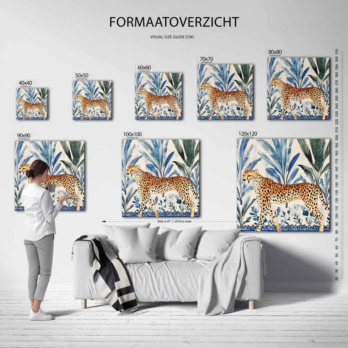 Luipaard en bladeren Poster