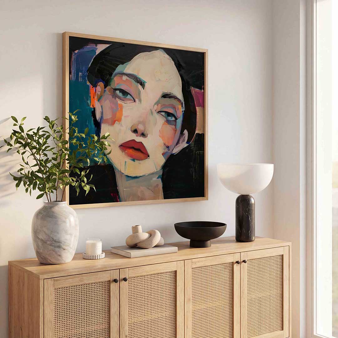Portret met kleurrijke accenten Poster