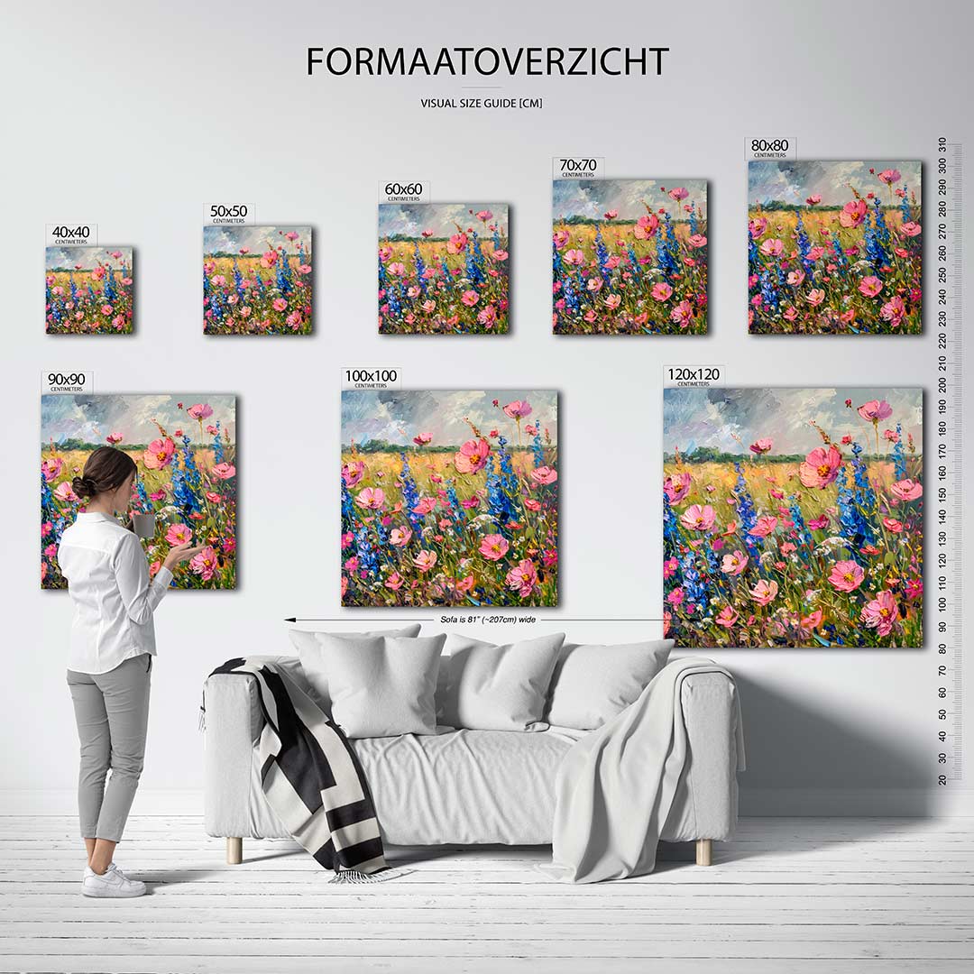 Bloemenweide schilderij Kunstwerk