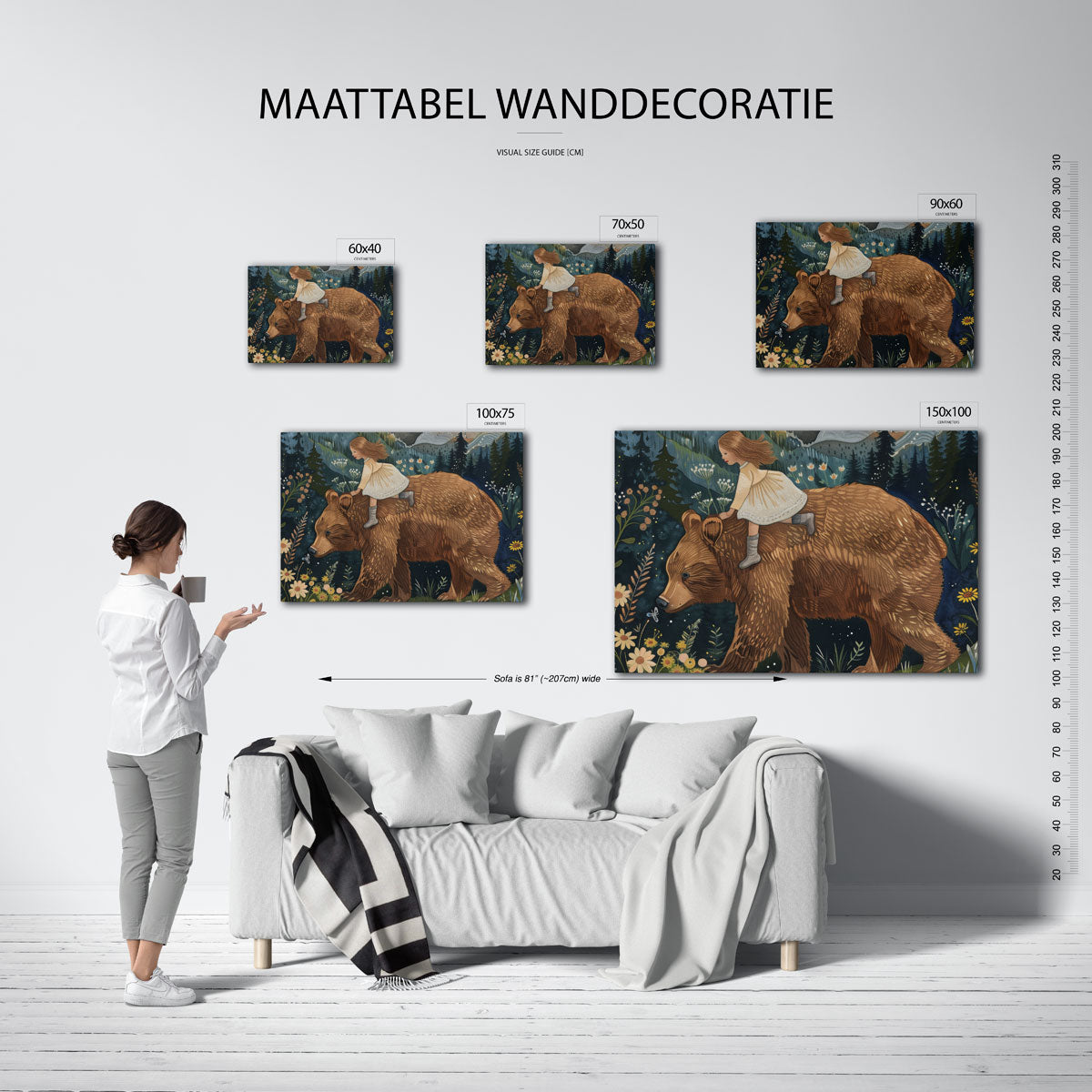 Meisje op beer Kunstwerk