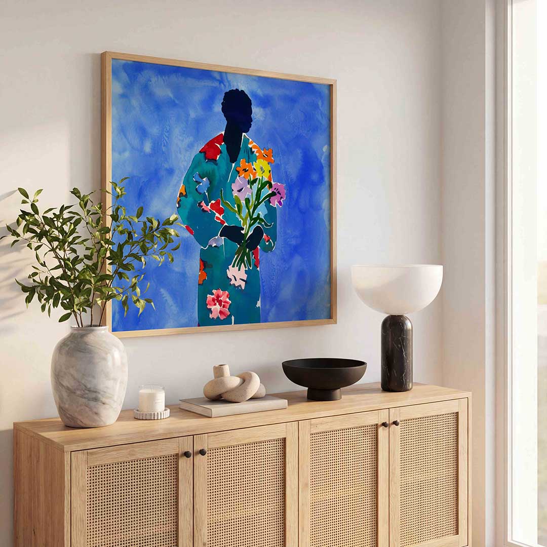 Figuur met bloemen Poster