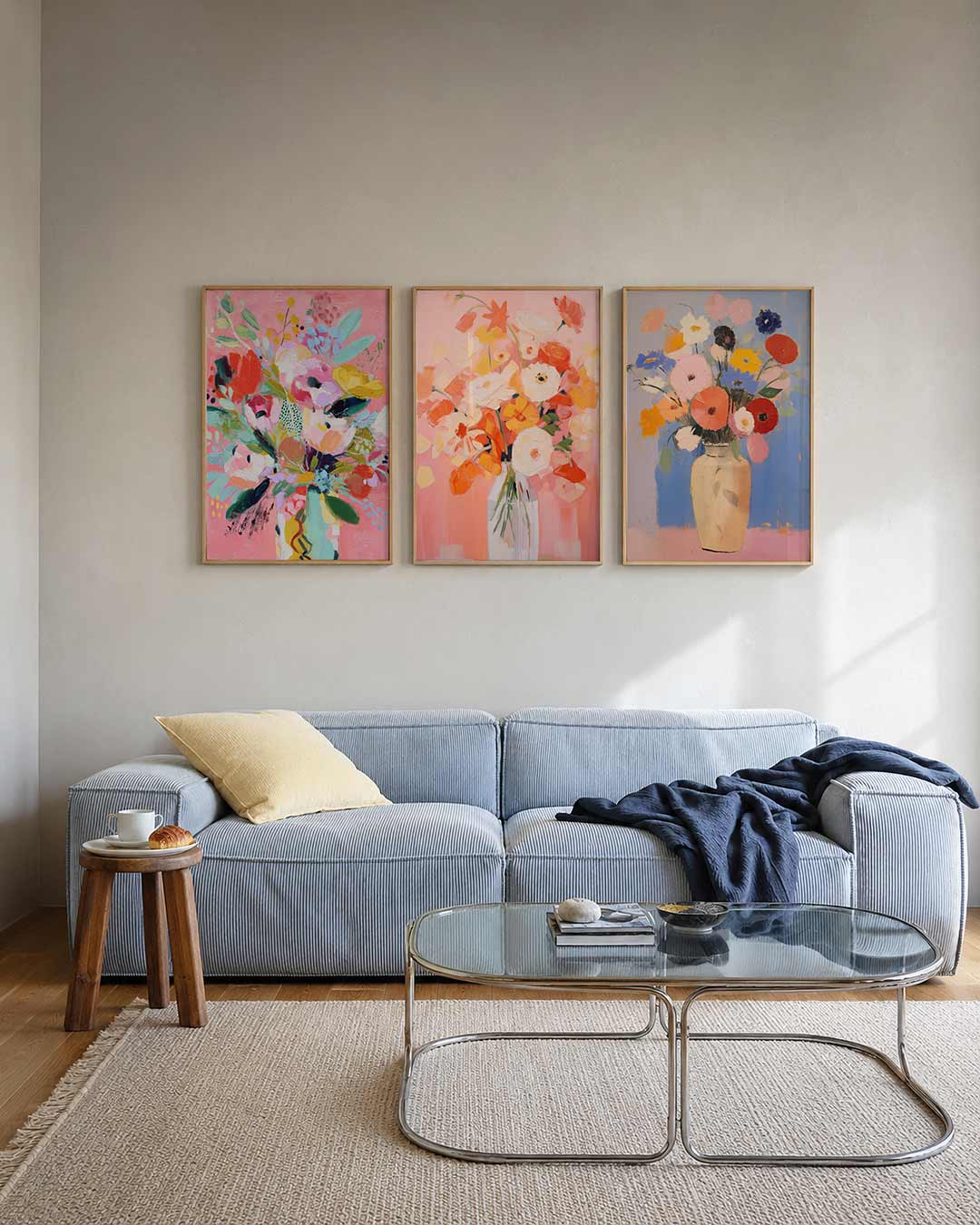Bloemrijke kleurvlakken Posterset
