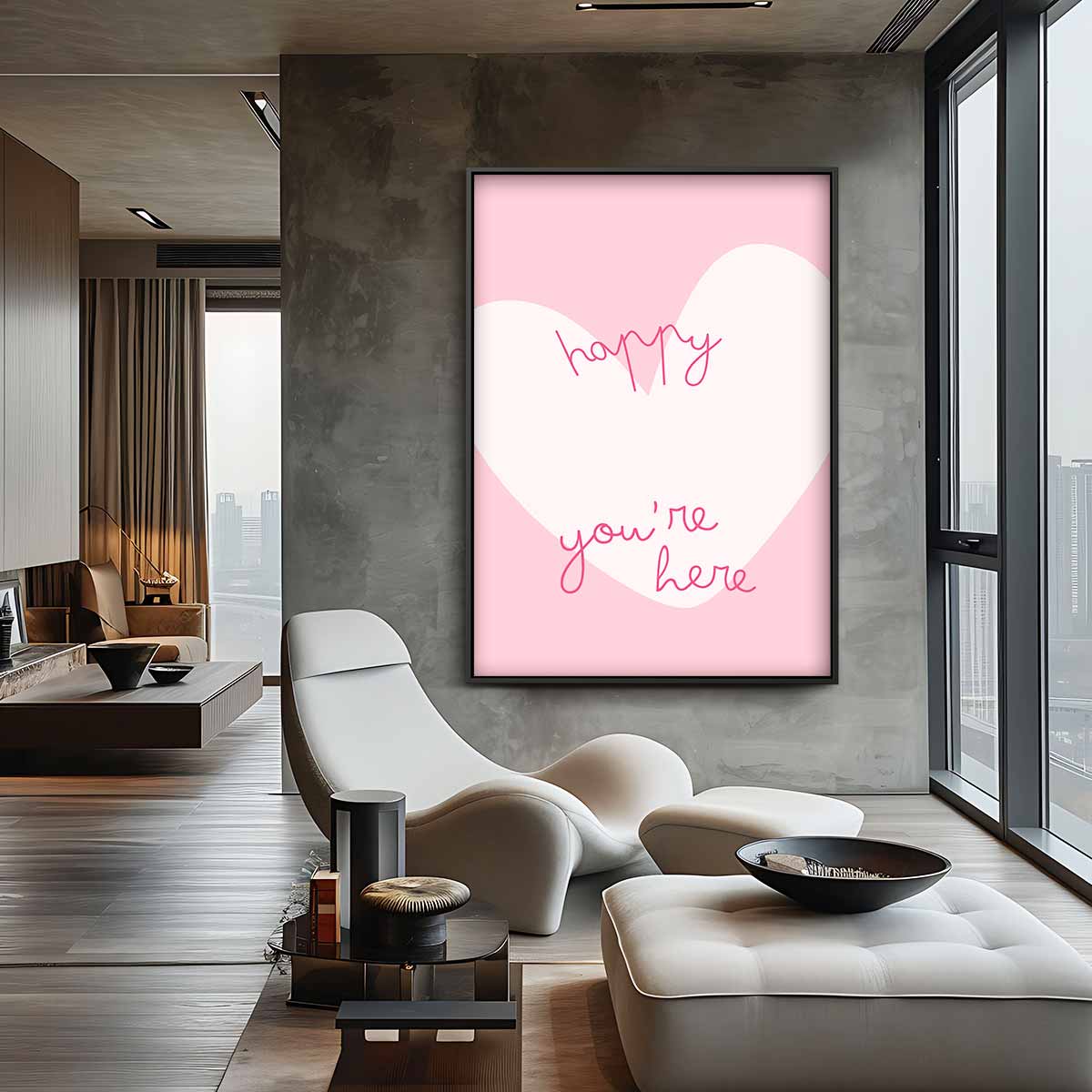Welkom met Vrolijk Hart Kunstwerk-canvas-dibond-plexiglas-wanddecoratie-WallArtistic
