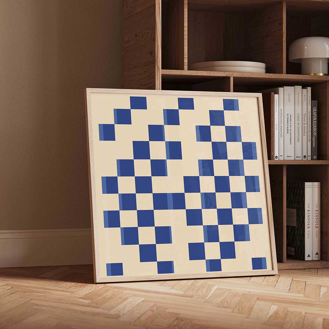 Blauwe ruitpatroon Poster