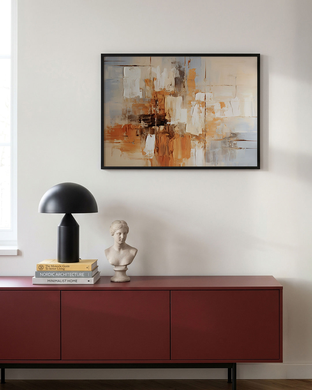 Abstracte beige en oranje Poster