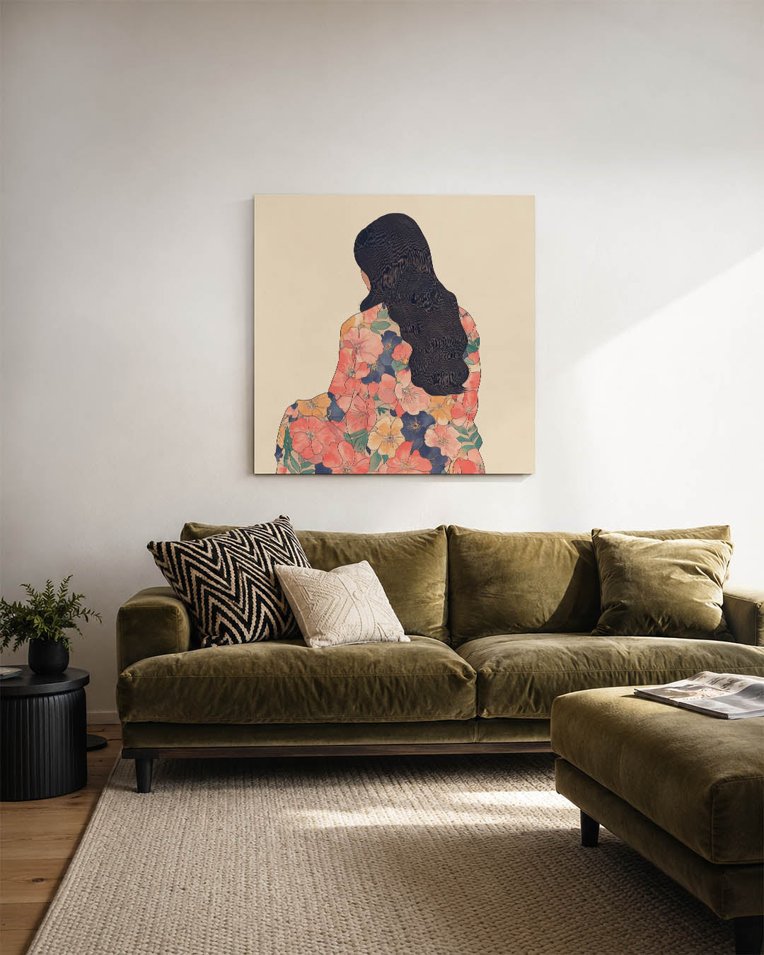 Bloemenmantel vrouw Kunstwerk