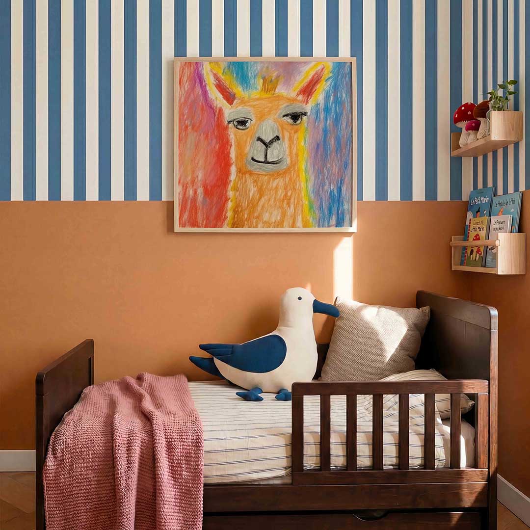 Lama met kleurrijke achtergrond Poster