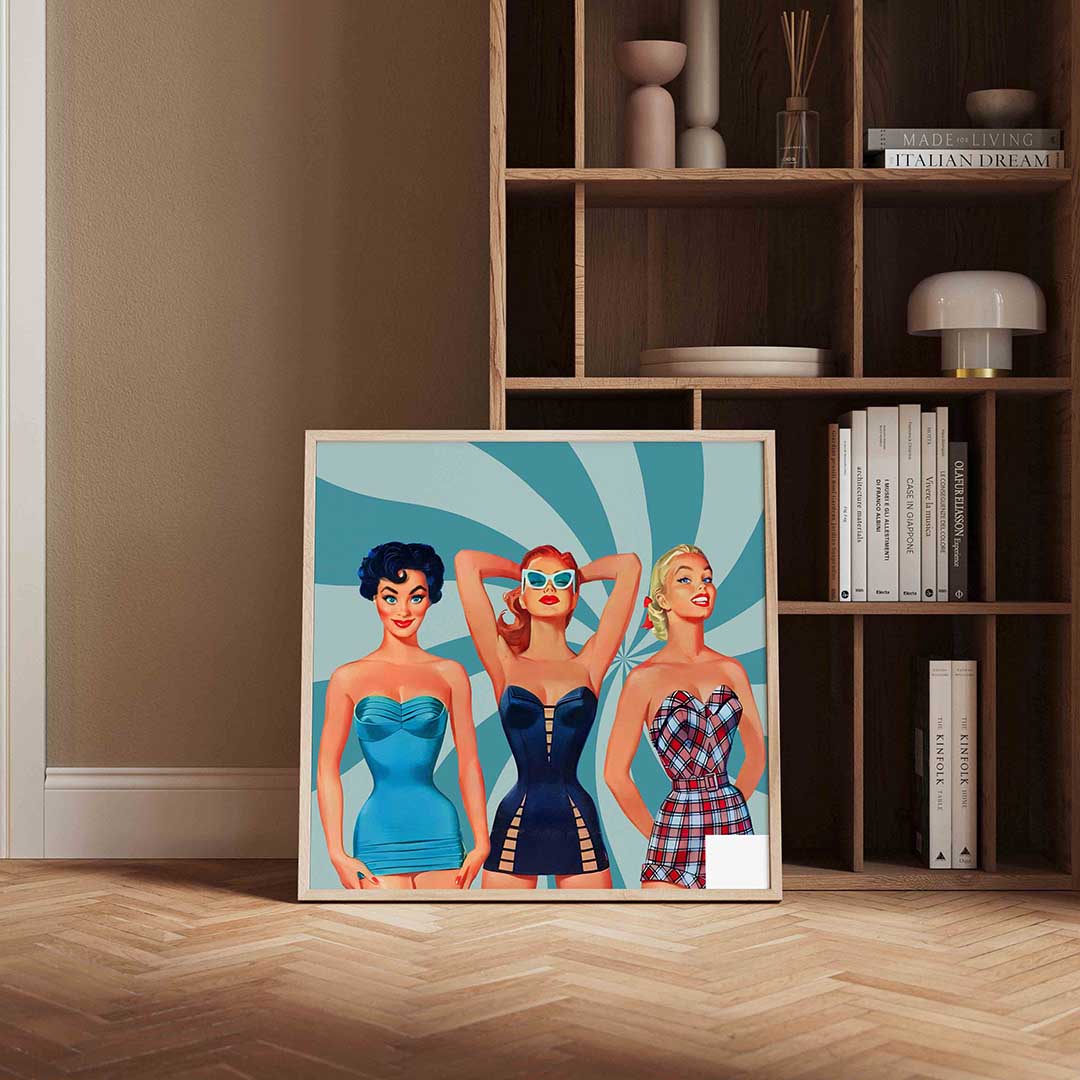 Drie vrouwen in badkleding Poster