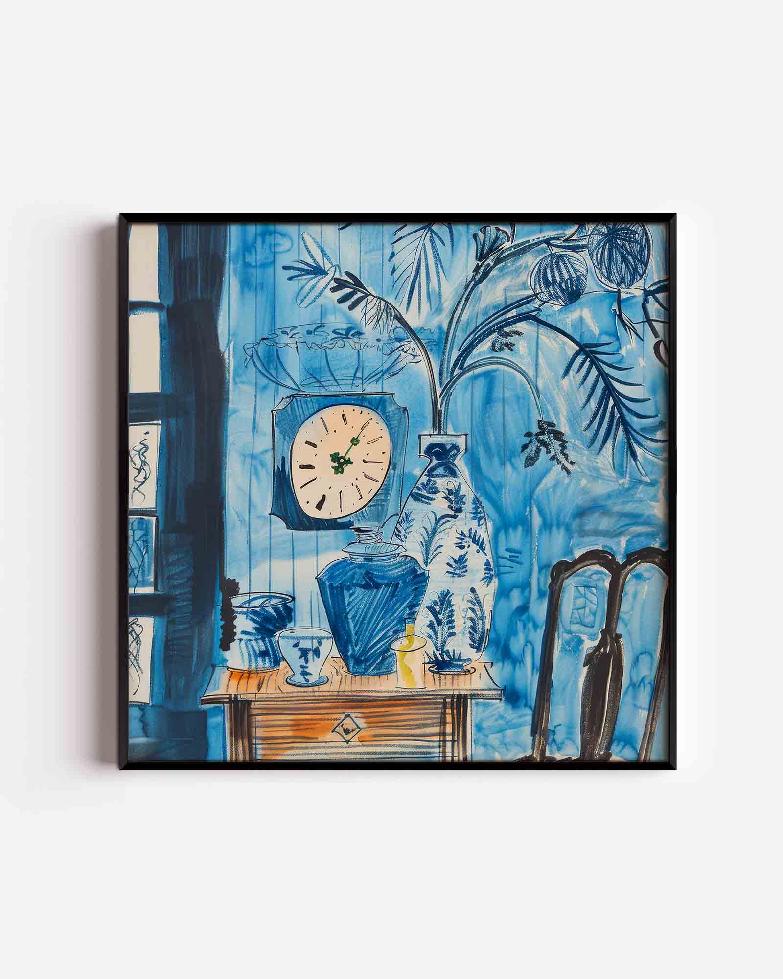 Blauwe interieur Poster
