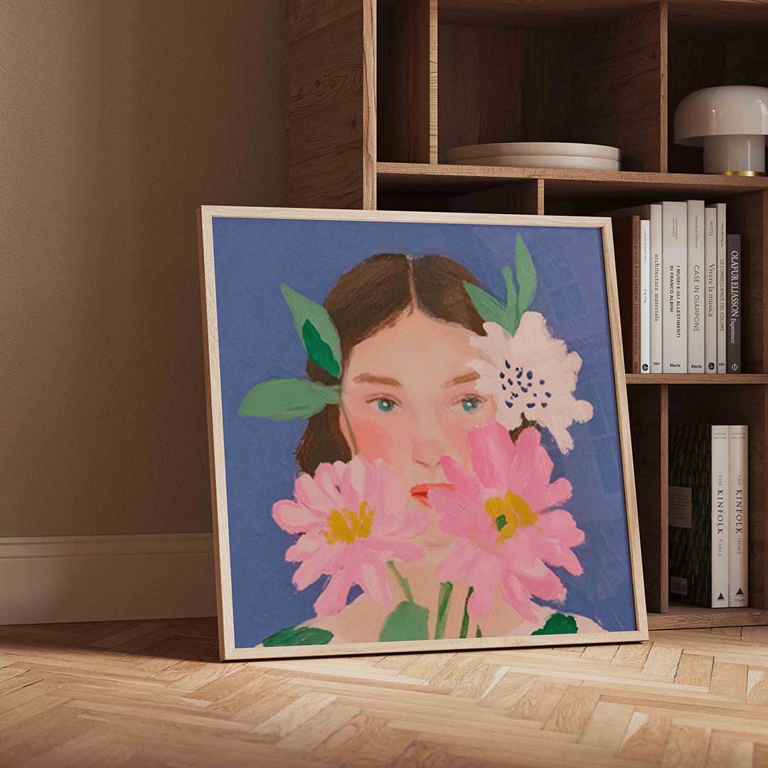 Bloemen en vrouw Poster