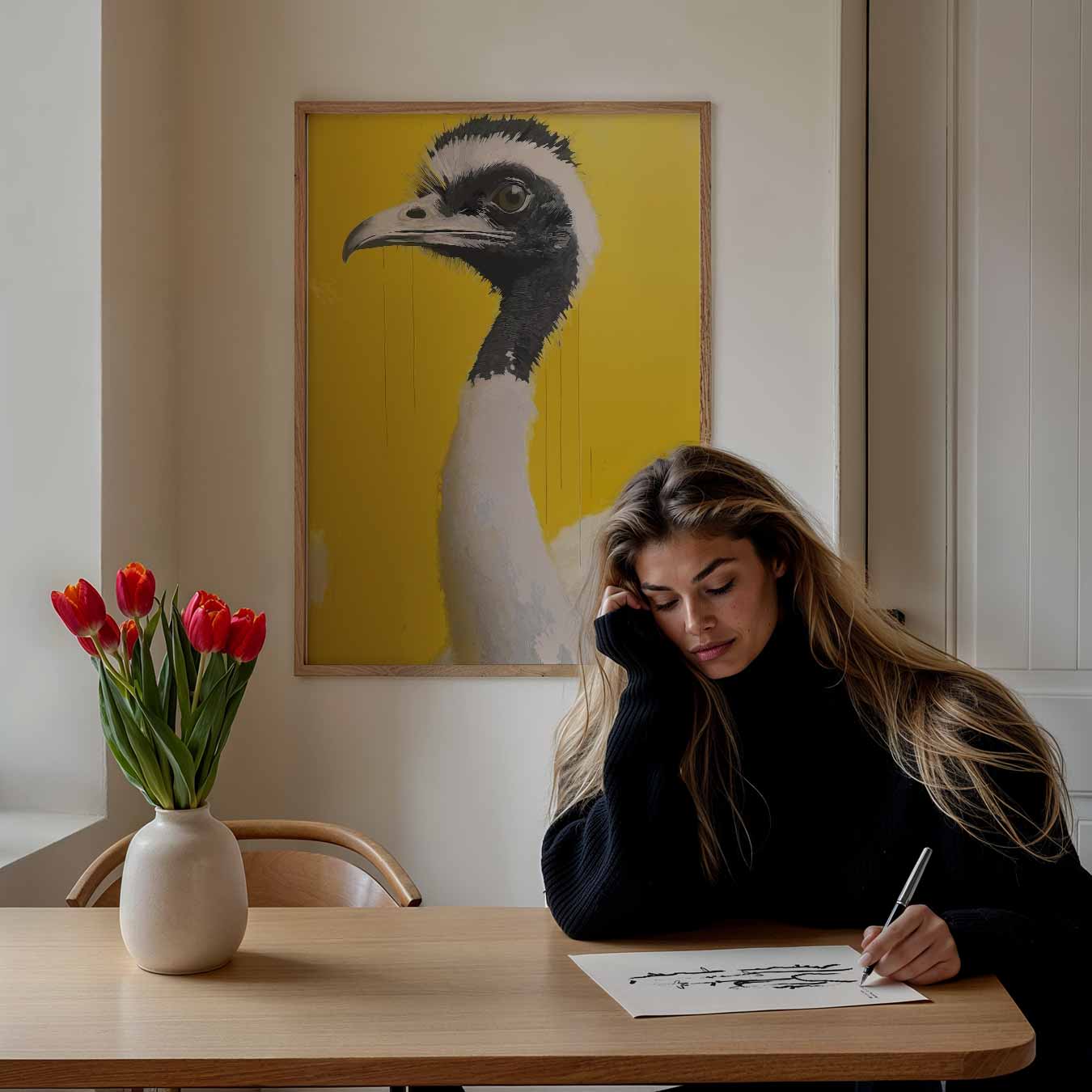 Moderne Struisvogel Kunstposter-WallArtistic