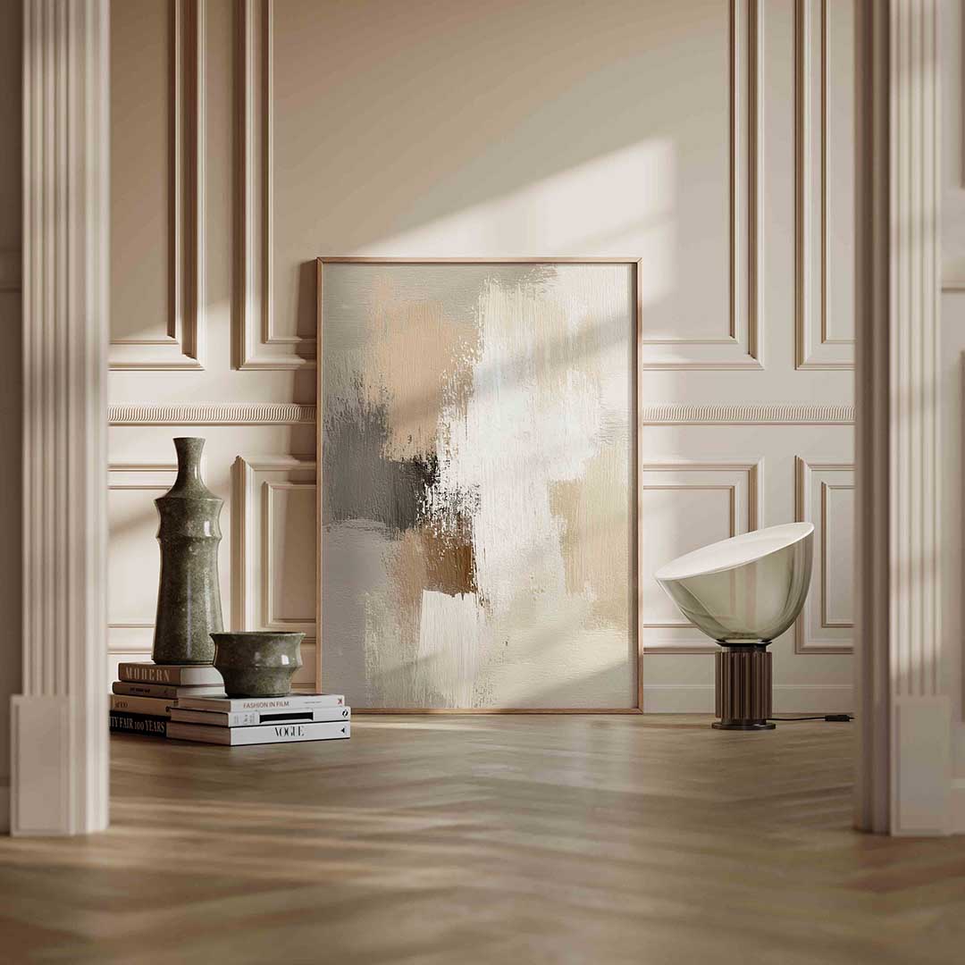 Abstracte beige en grijze Poster