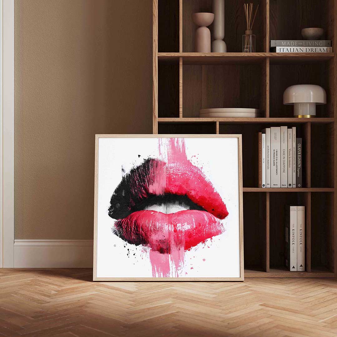 Lippen in zwart en roze Poster