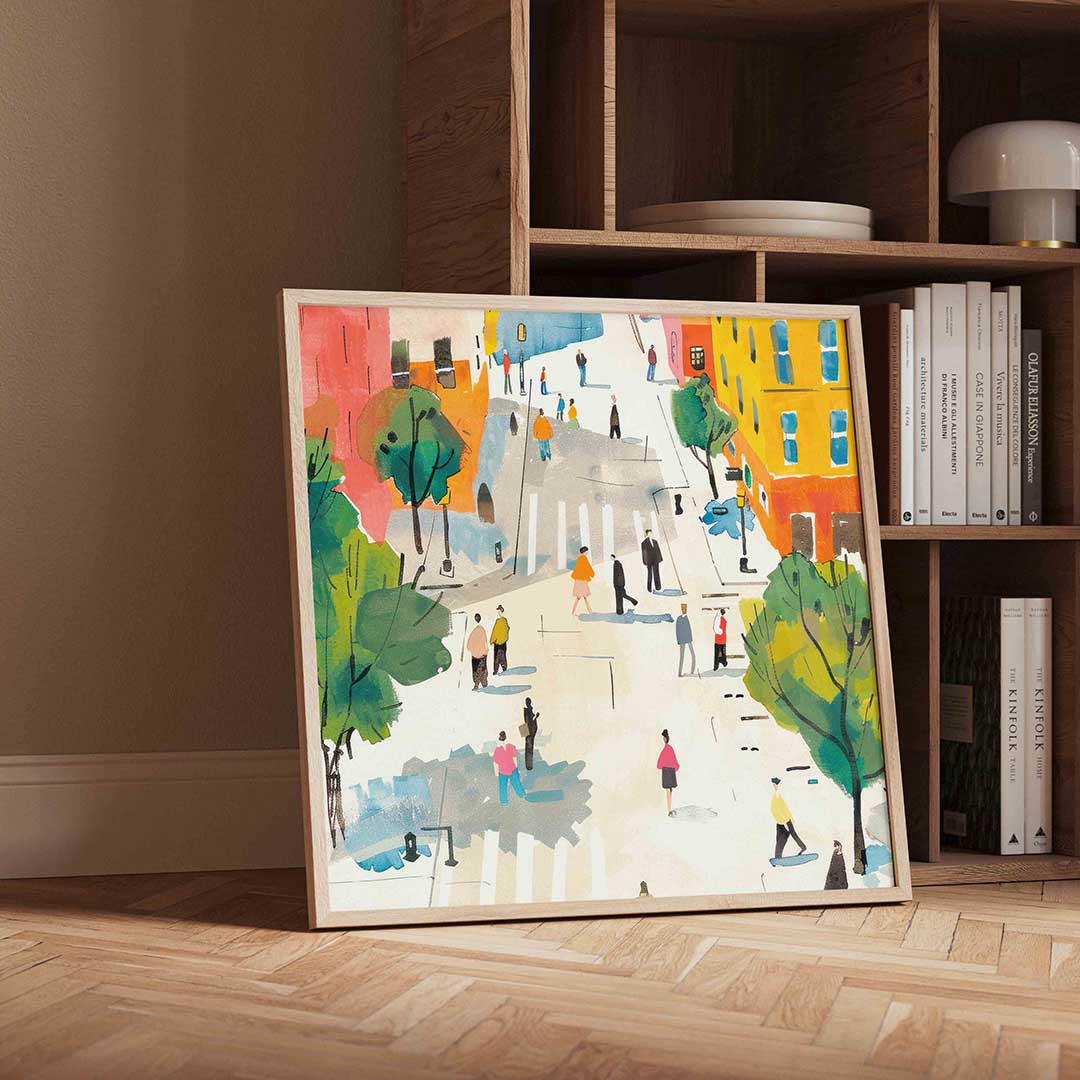 Straatscène met mensen Poster
