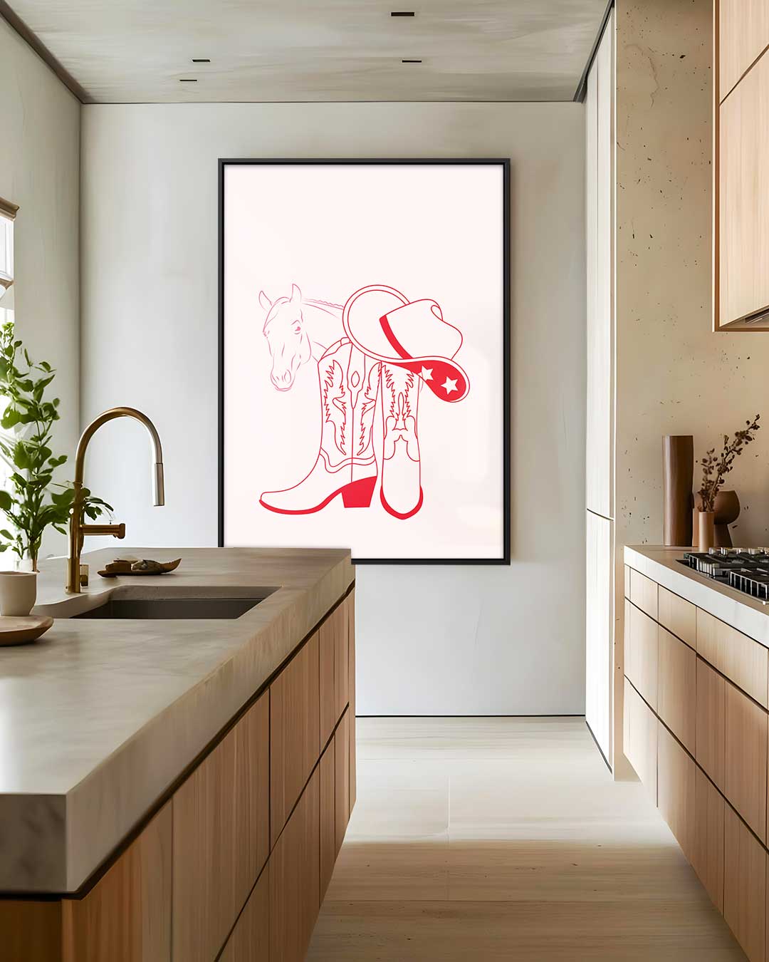 Cowboy Chic Illustratie Kunstwerk-canvas-dibond-plexiglas-wanddecoratie-WallArtistic