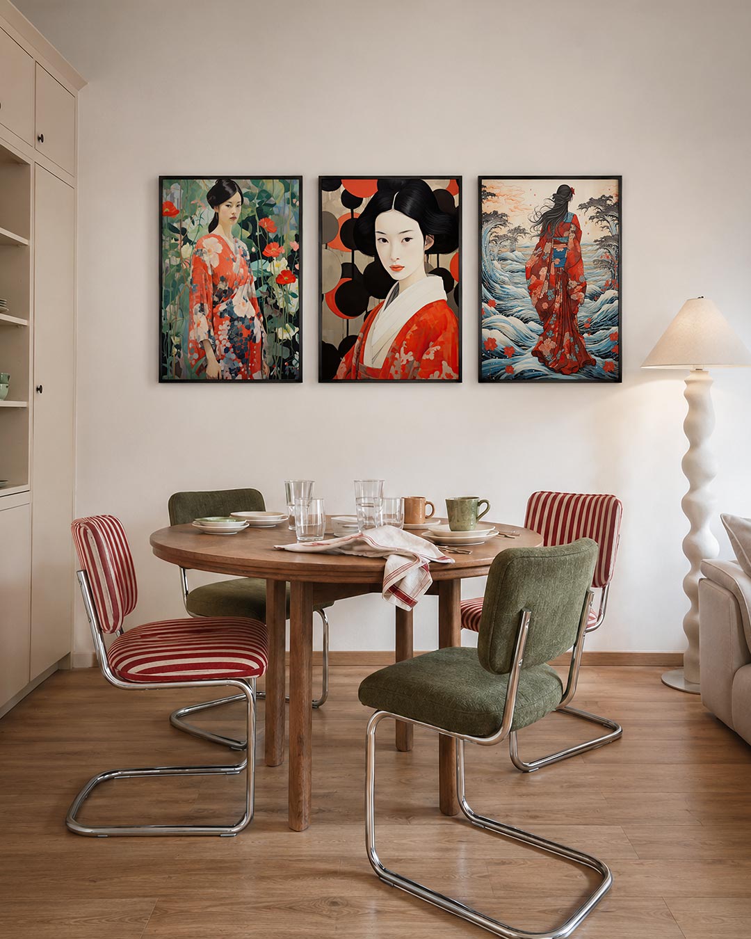 Bloemen en kimono Posterset