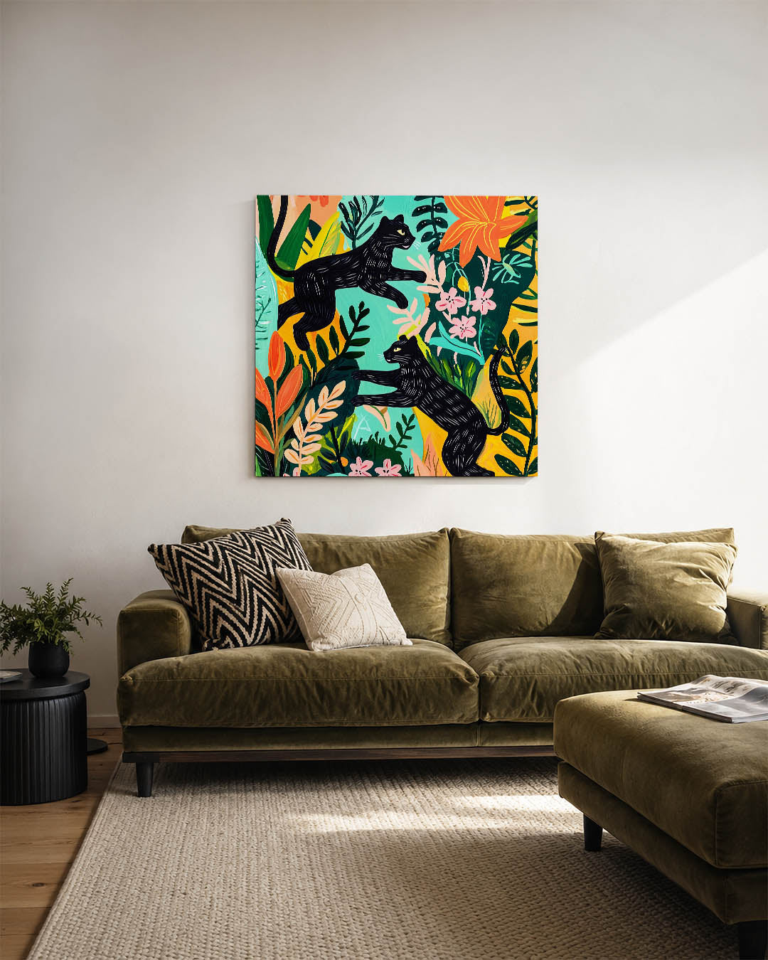 Speelse dieren in jungle Kunstwerk