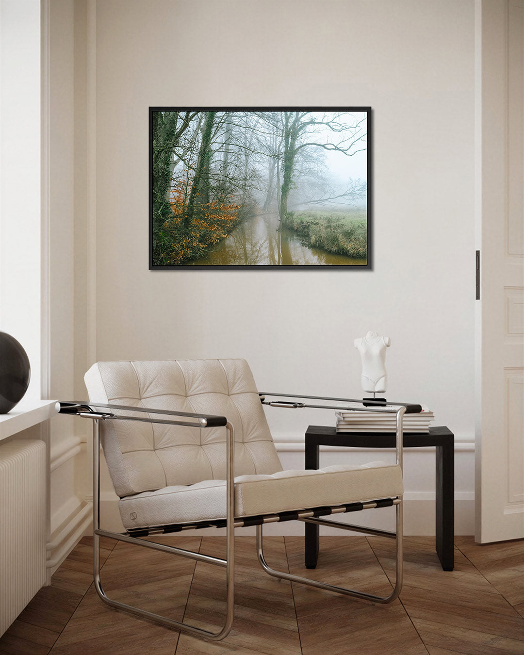 Mistig boslandschap Kunstwerk
