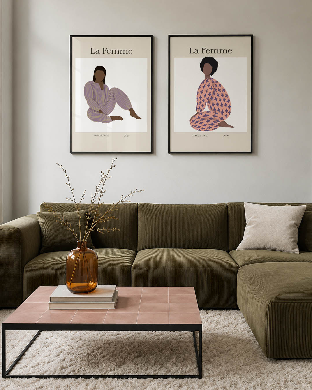 Gestreepte vrouwenzitting Posterset