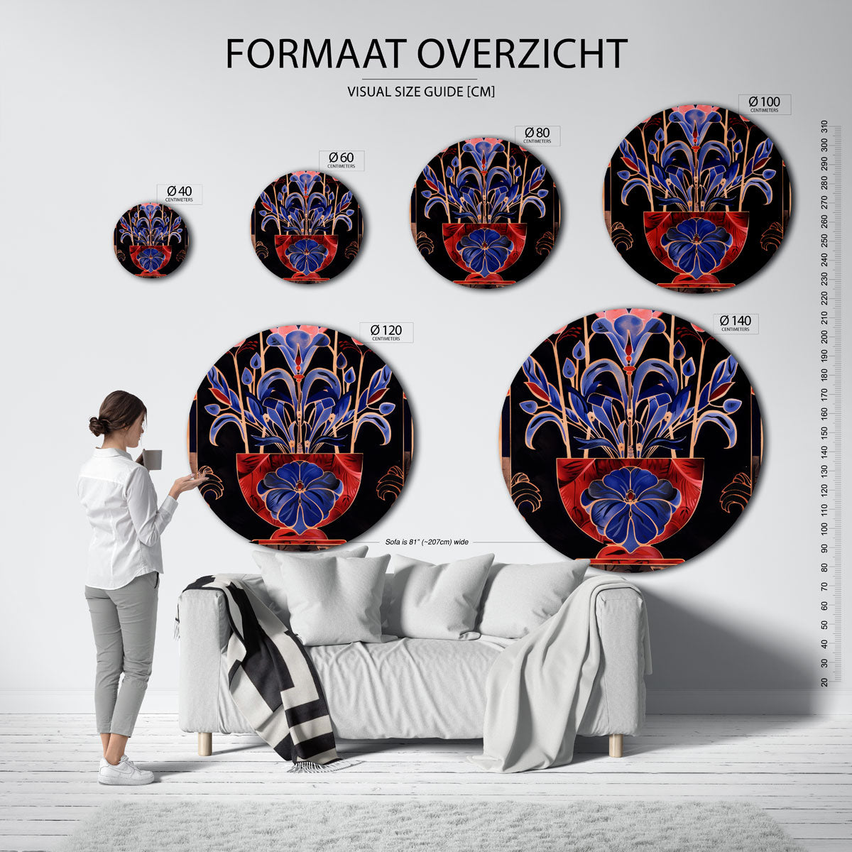 Bloemen in vaas Muurcirkel