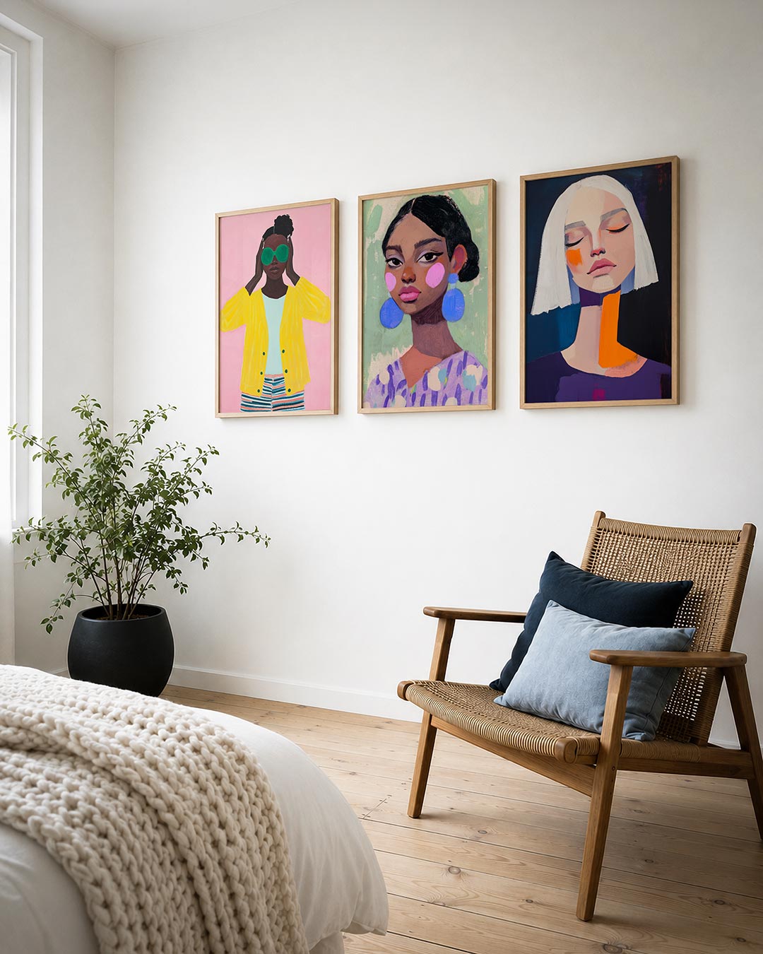 Kleurrijke portretuitdrukking Posterset