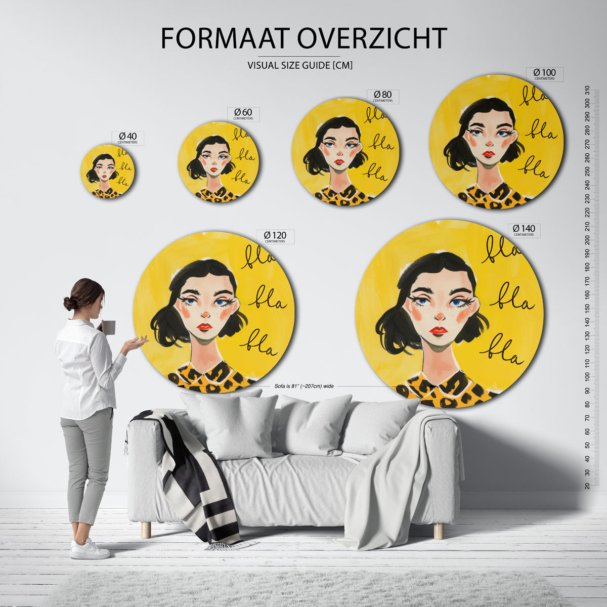 Vrouw met tekst Muurcirkel