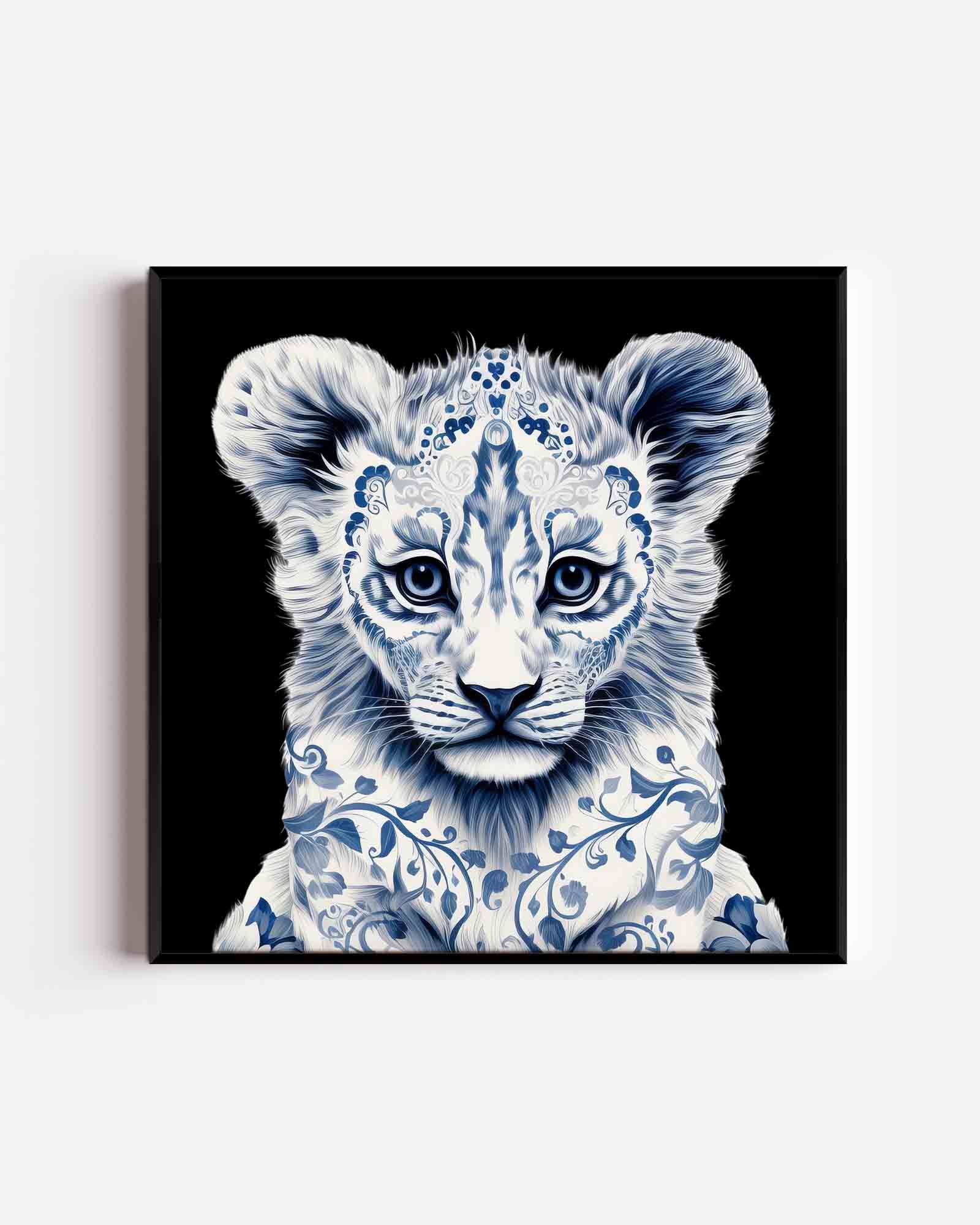Leeuwenwelp met blauwe patronen Poster
