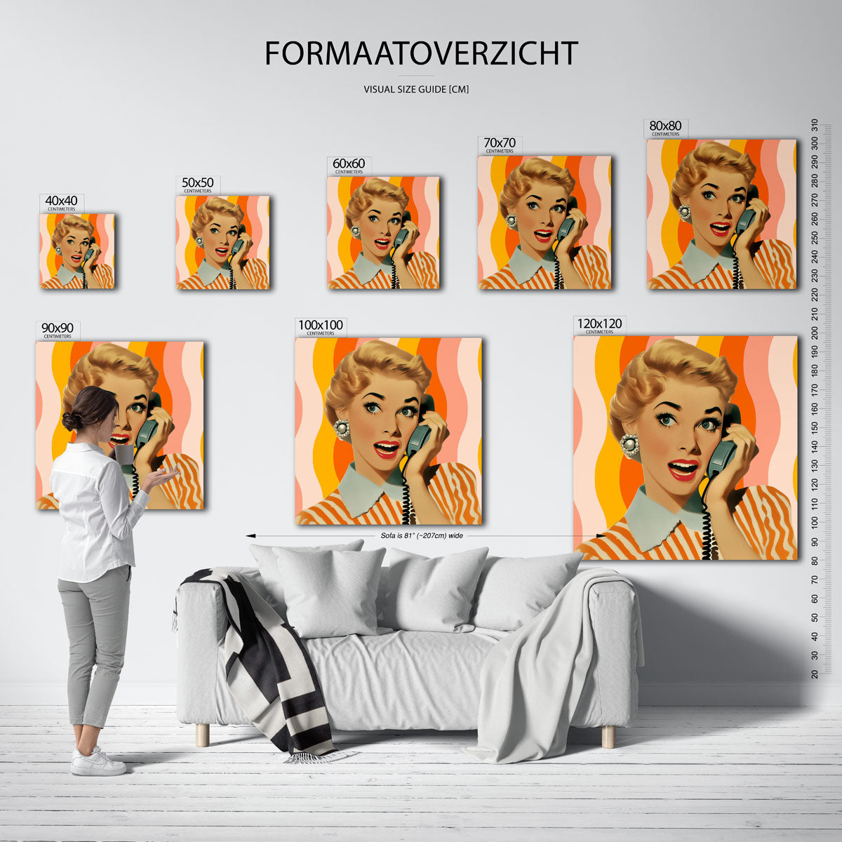 Vrouw met telefoon Poster