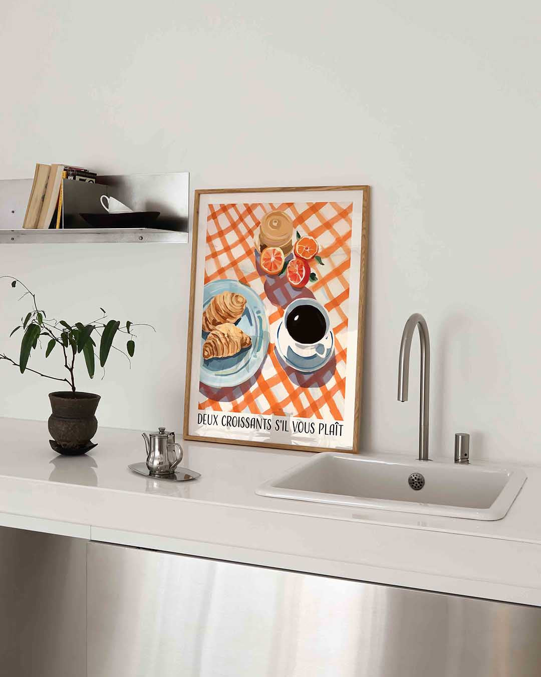 Ontbijt met croissants Poster