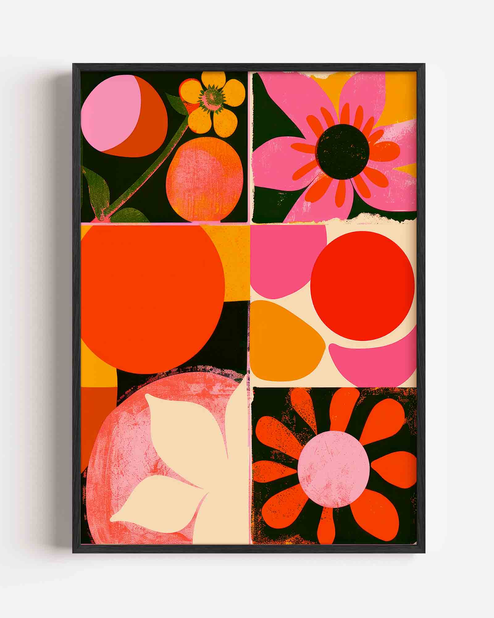 Bloemen en cirkels Poster