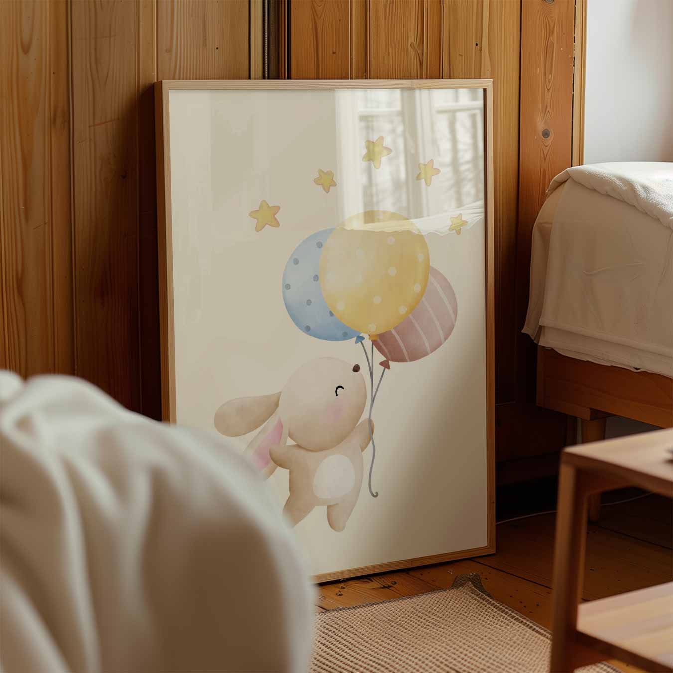 Vrolijke Konijnenposter met Ballonnen Poster-WallArtistic