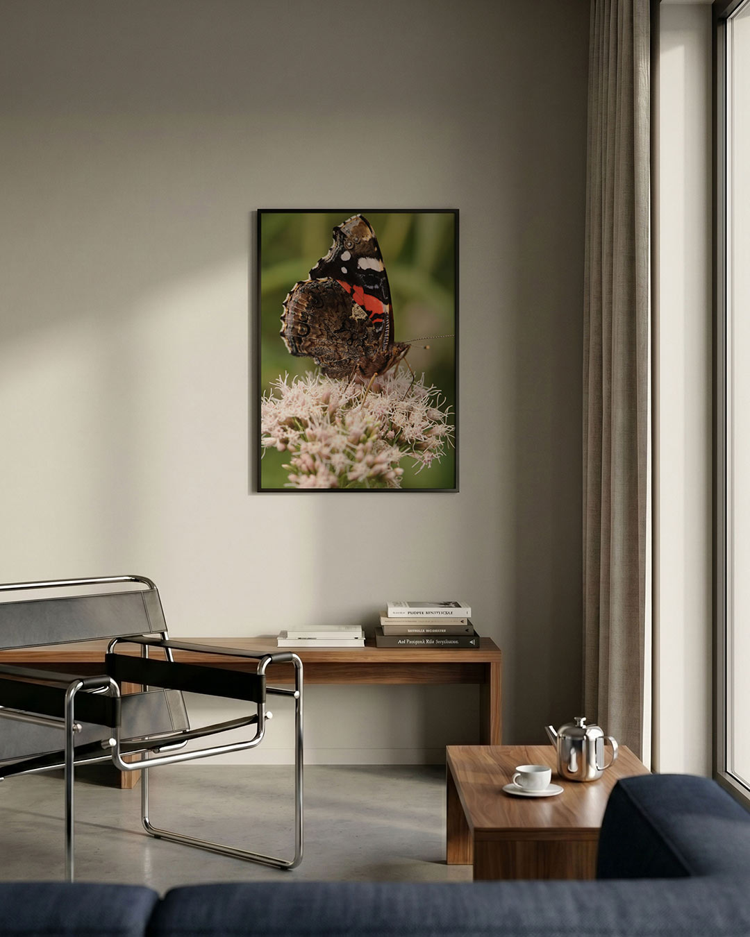 Vlinder op bloem Poster