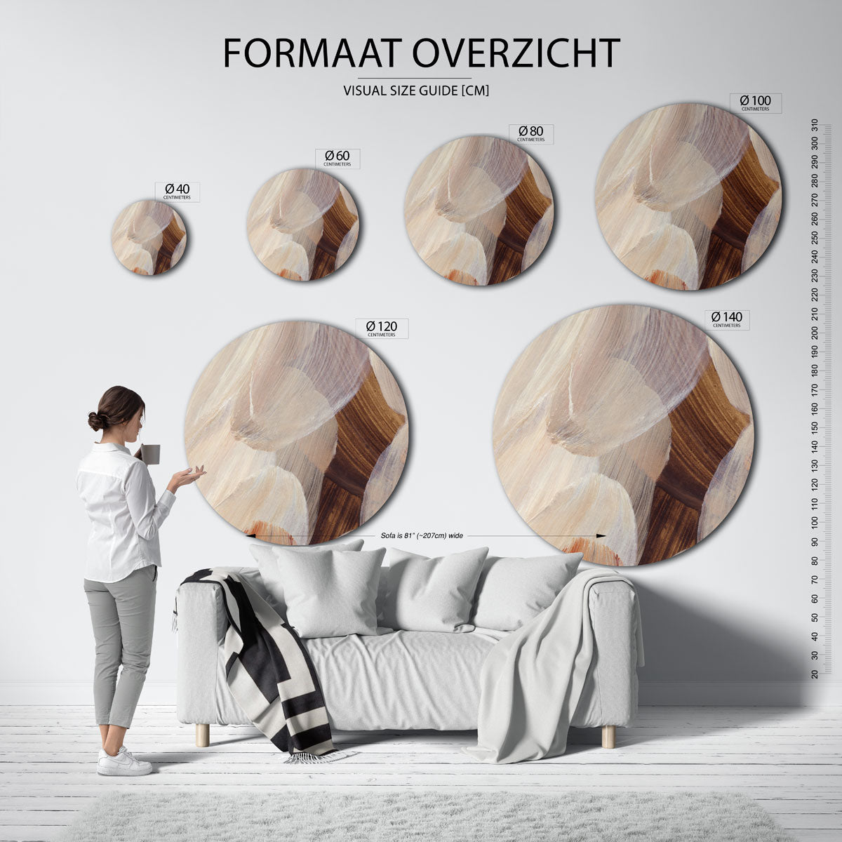 Abstracte penseelstreken Muurcirkel