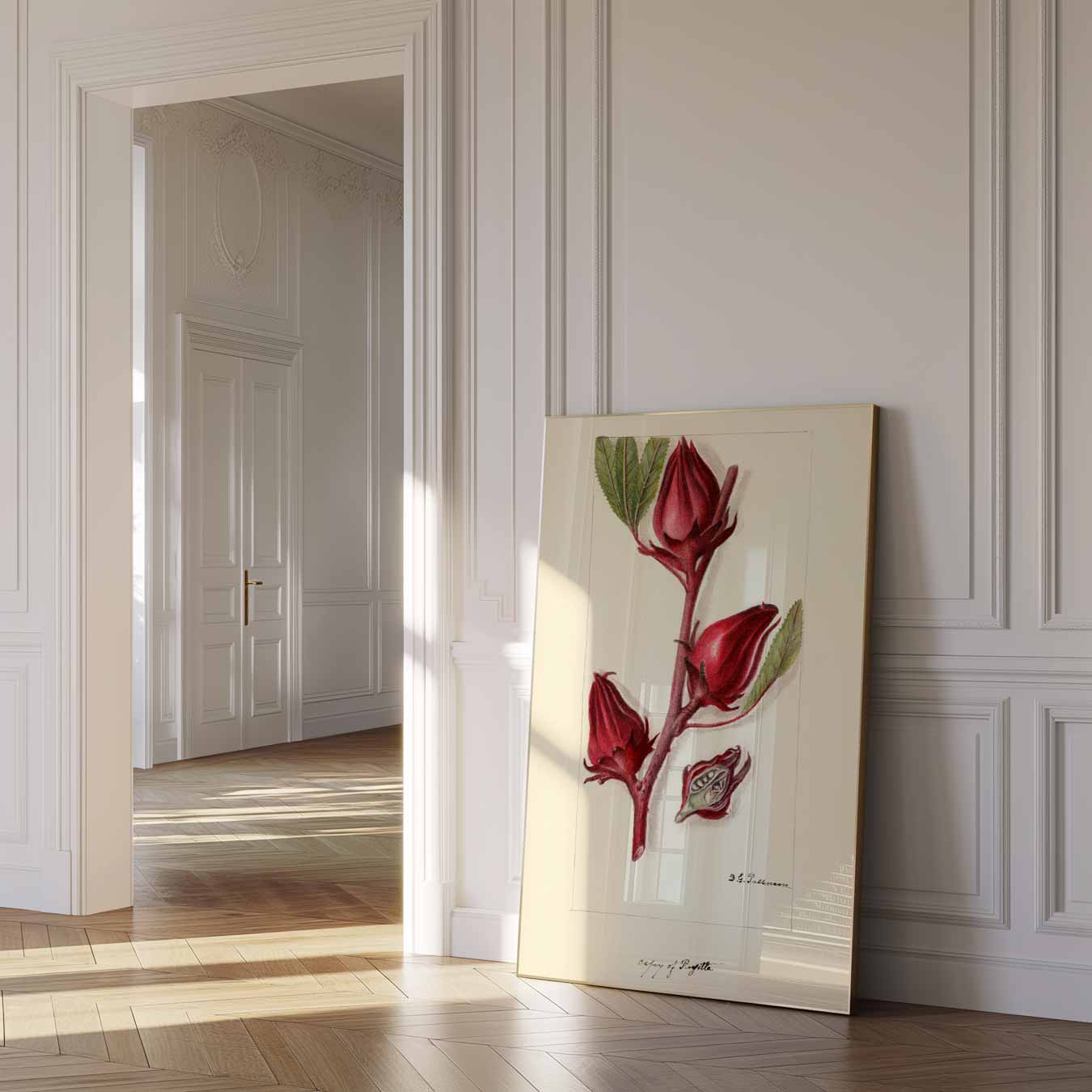 Botanische Kunstposter met Hibiscusbloem Poster-WallArtistic