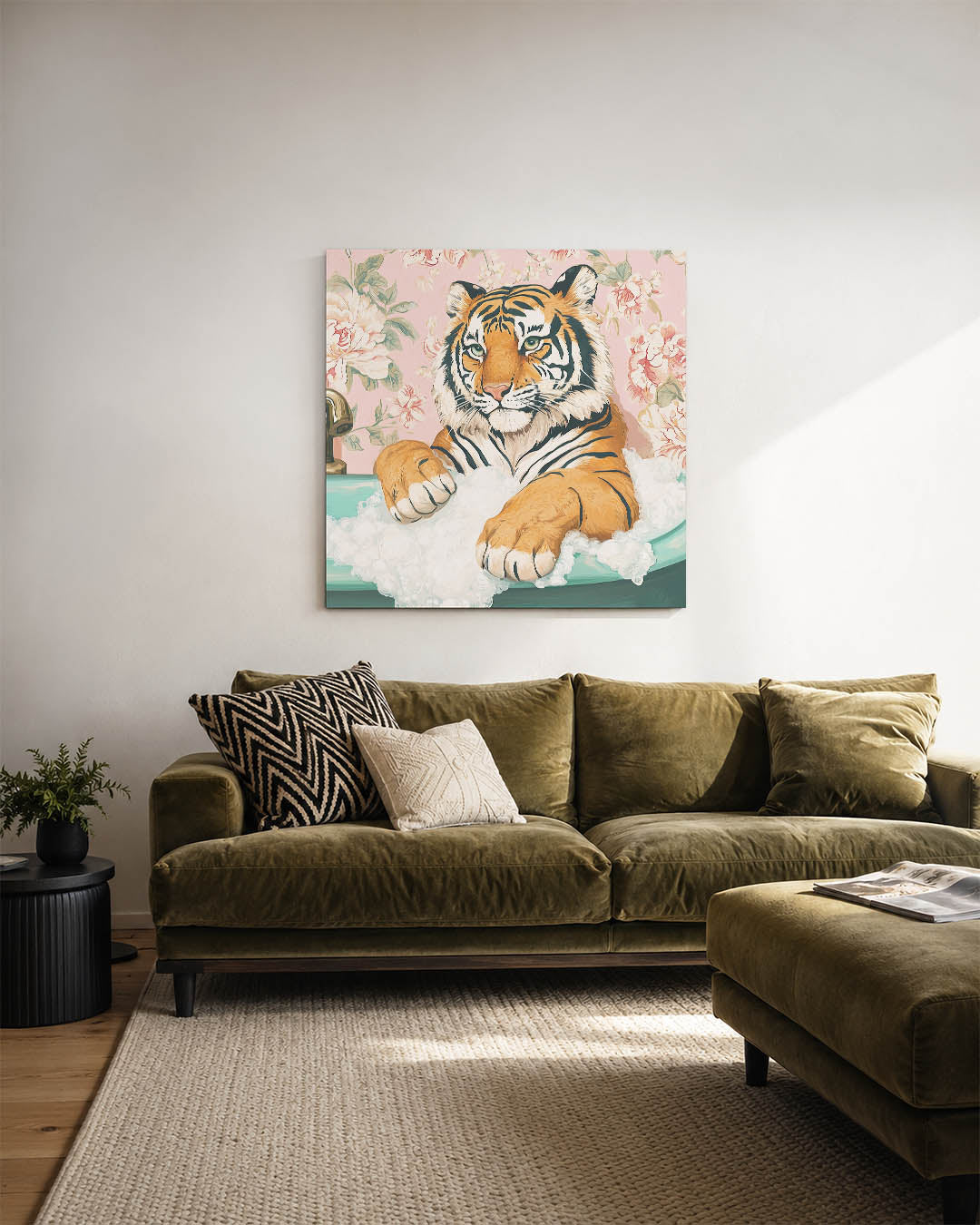 Tijger in bad Kunstwerk